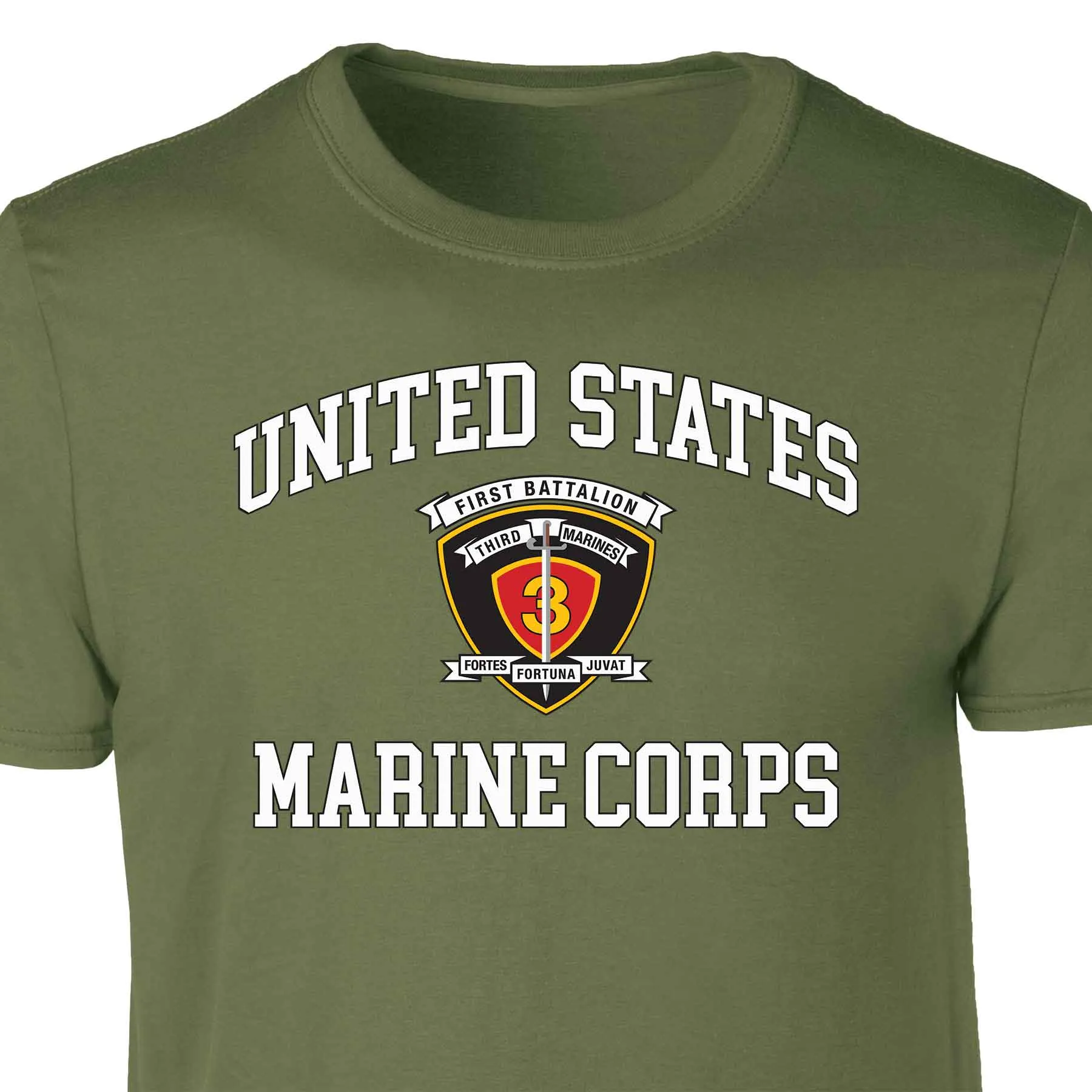 1st Battalion 3rd Marines USMC  Patch Graphic T-shirt