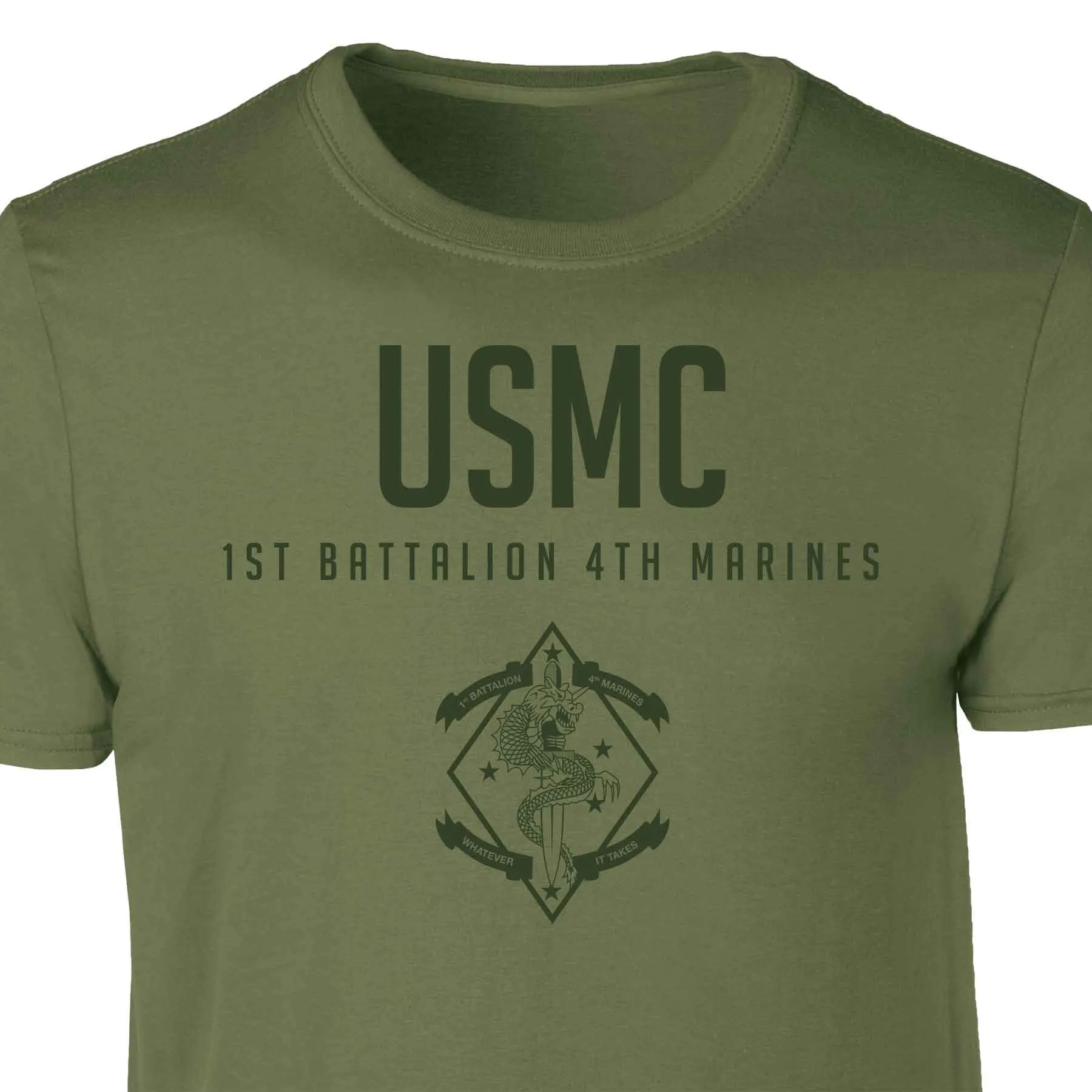 1st Battalion 4th Marines Tonal Patch Graphic T-shirt