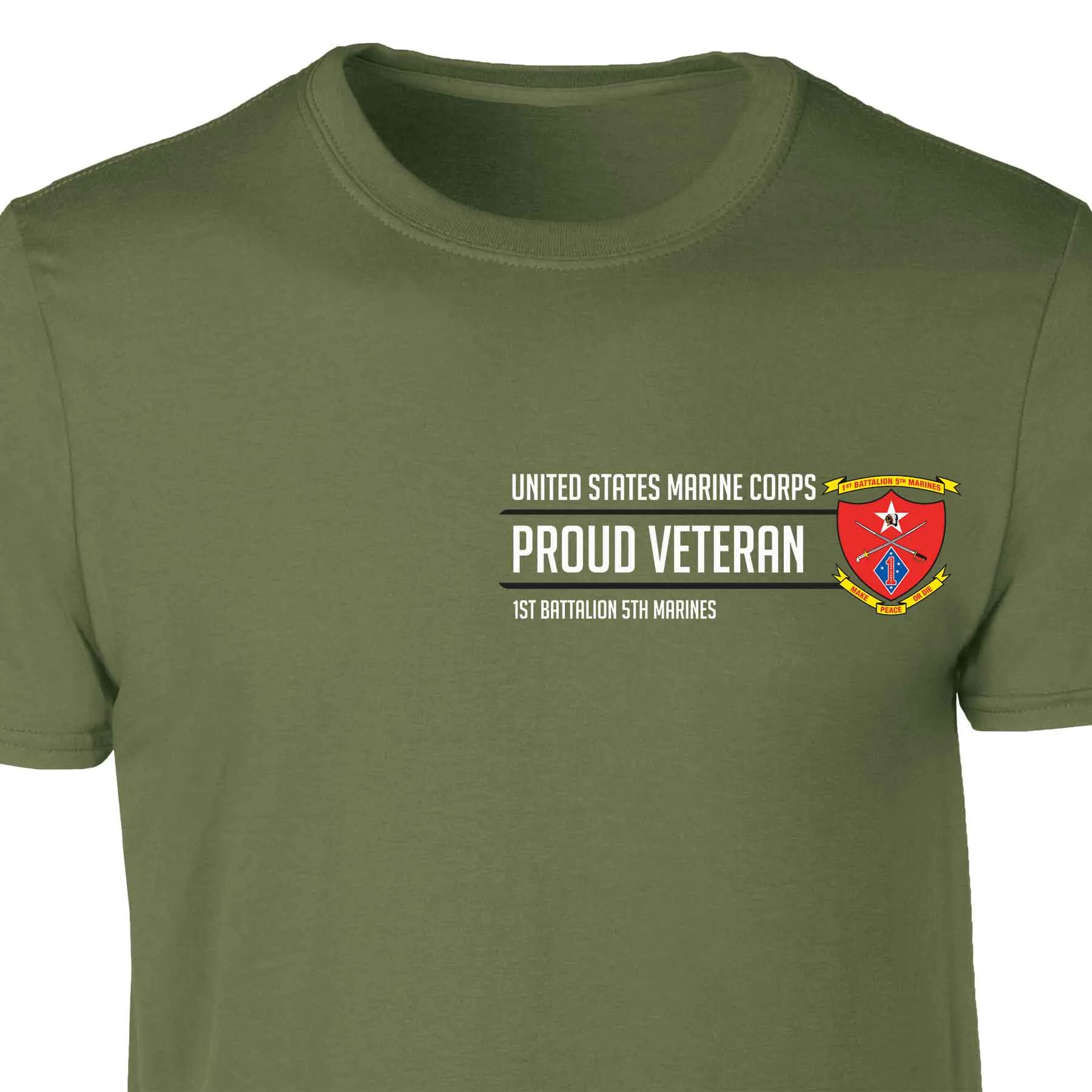 1st Battalion 5th Marines Proud Veteran Patch Graphic T-shirt