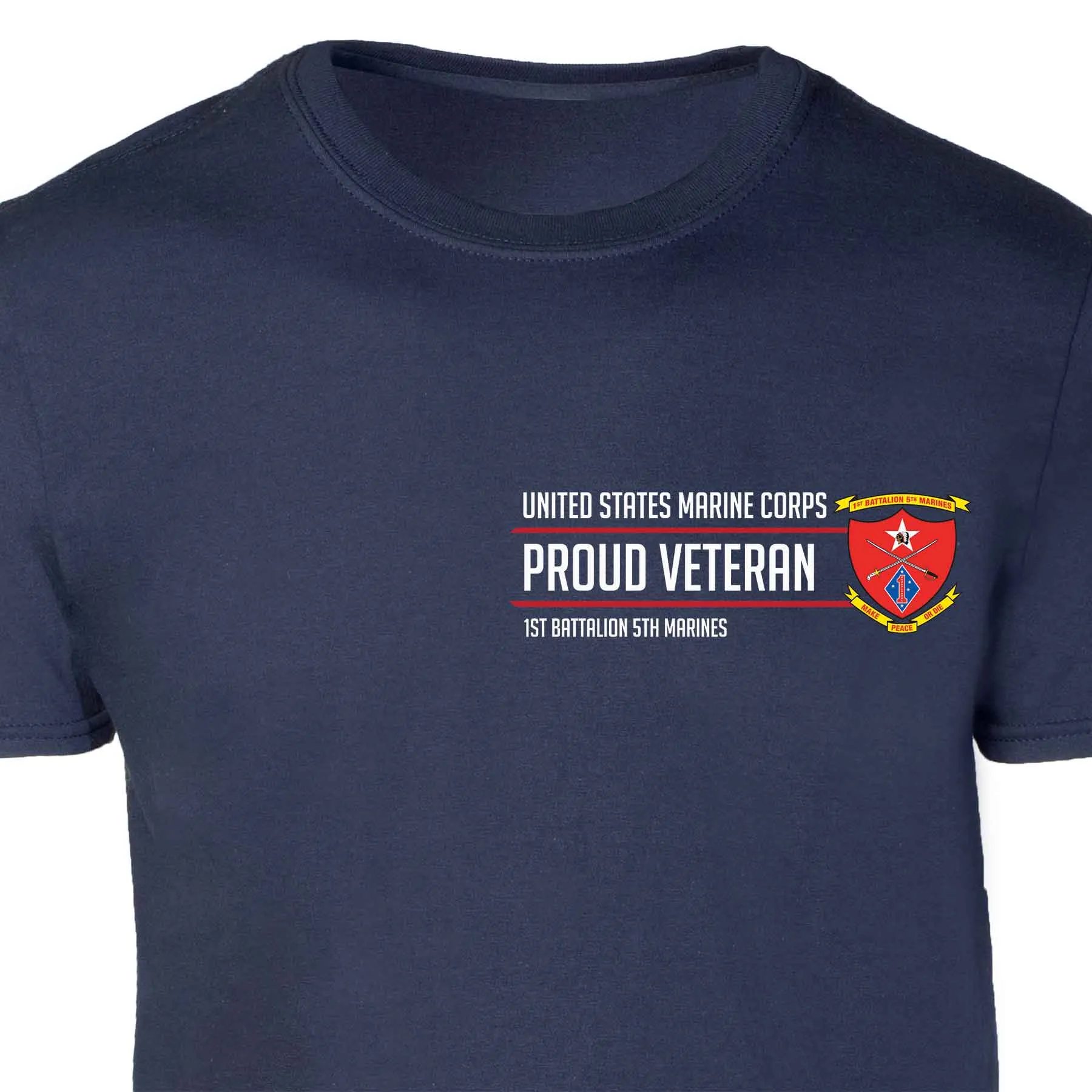 1st Battalion 5th Marines Proud Veteran Patch Graphic T-shirt