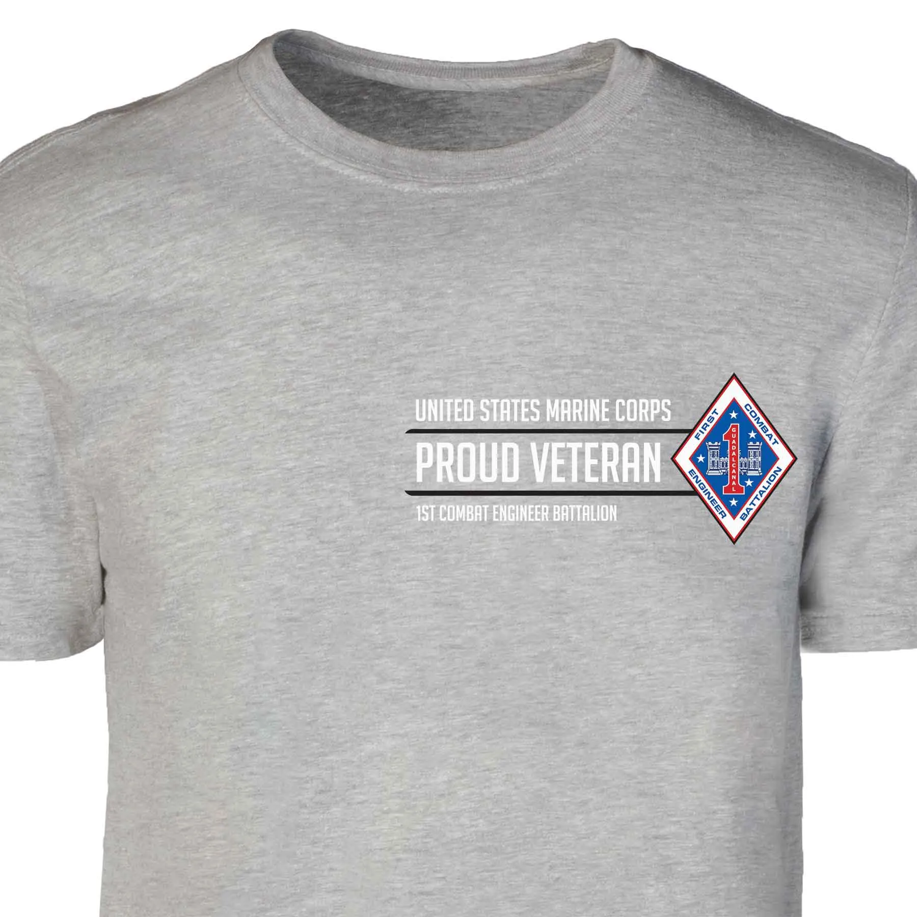 1st Combat Engineer Battalion Proud Veteran Patch Graphic T-shirt