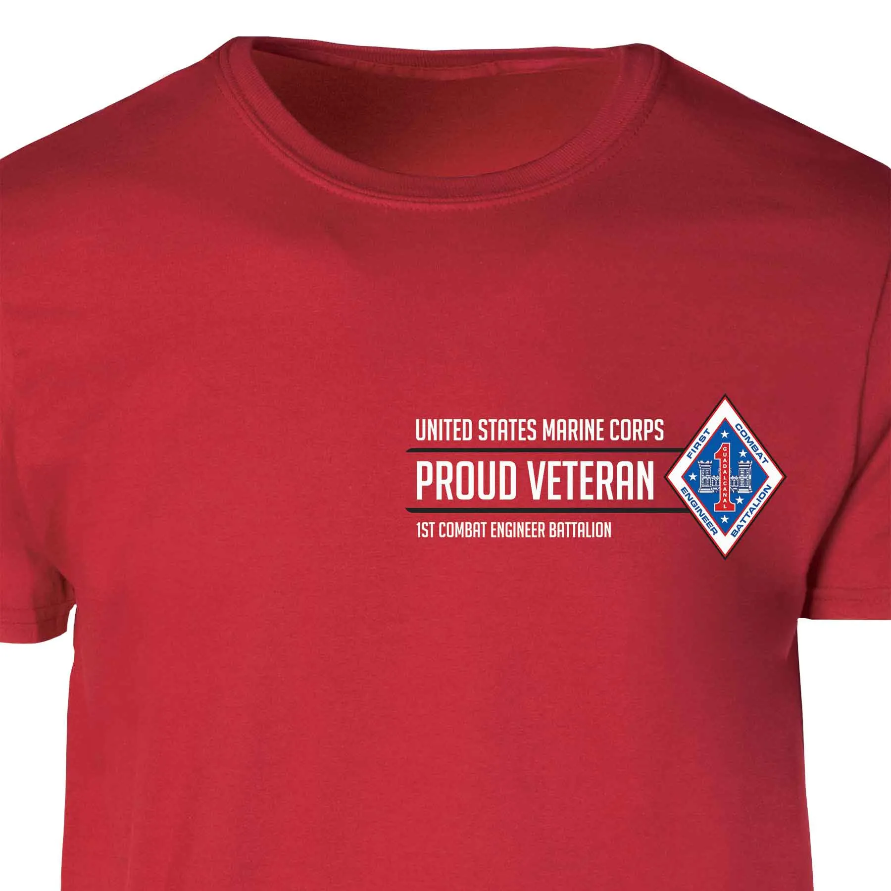 1st Combat Engineer Battalion Proud Veteran Patch Graphic T-shirt