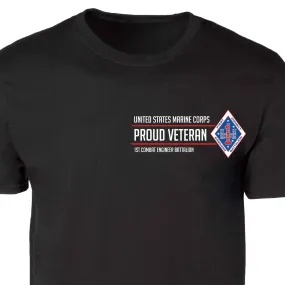 1st Combat Engineer Battalion Proud Veteran Patch Graphic T-shirt