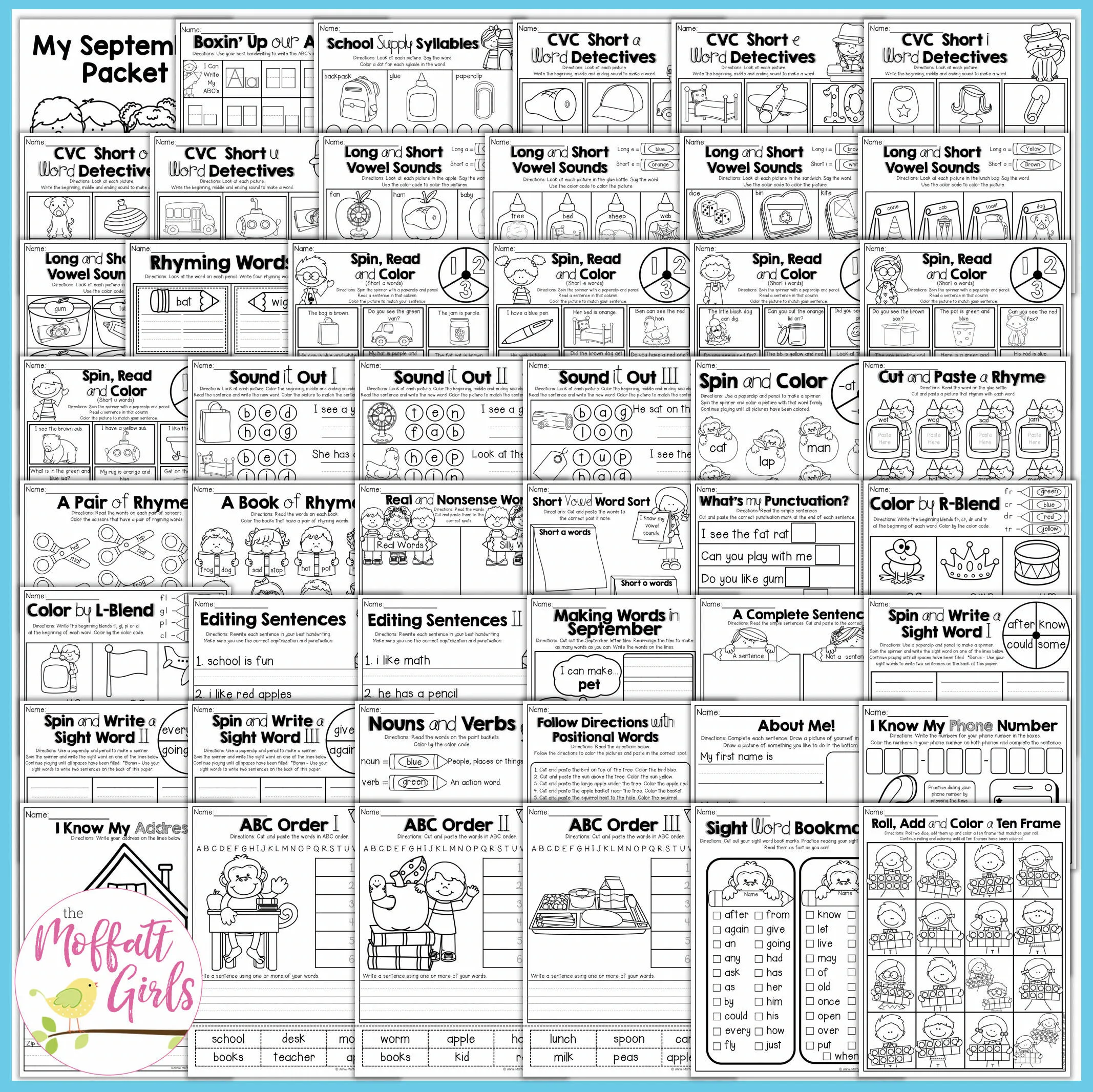 1st Grade Back to School NO PREP Packet | Printable Classroom Resource | The Moffatt Girls