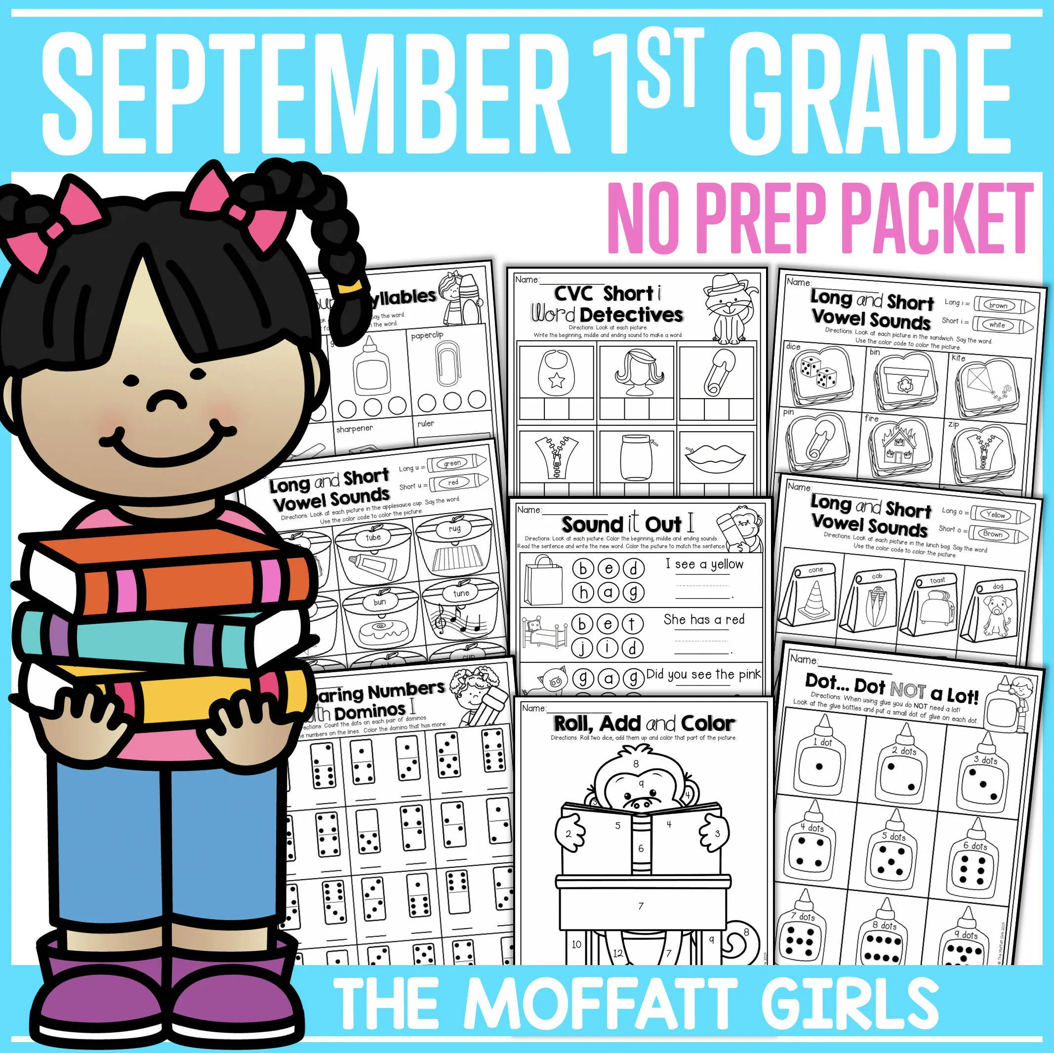 1st Grade Back to School NO PREP Packet | Printable Classroom Resource | The Moffatt Girls