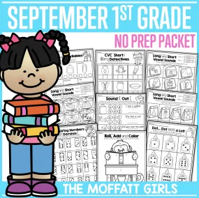 1st Grade Back to School NO PREP Packet | Printable Classroom Resource | The Moffatt Girls