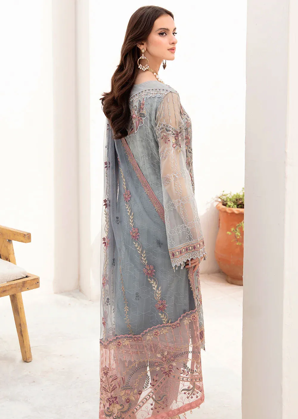 A-703-R - Readymade - Ramsha Chevron Chiffon Collection Vol 7