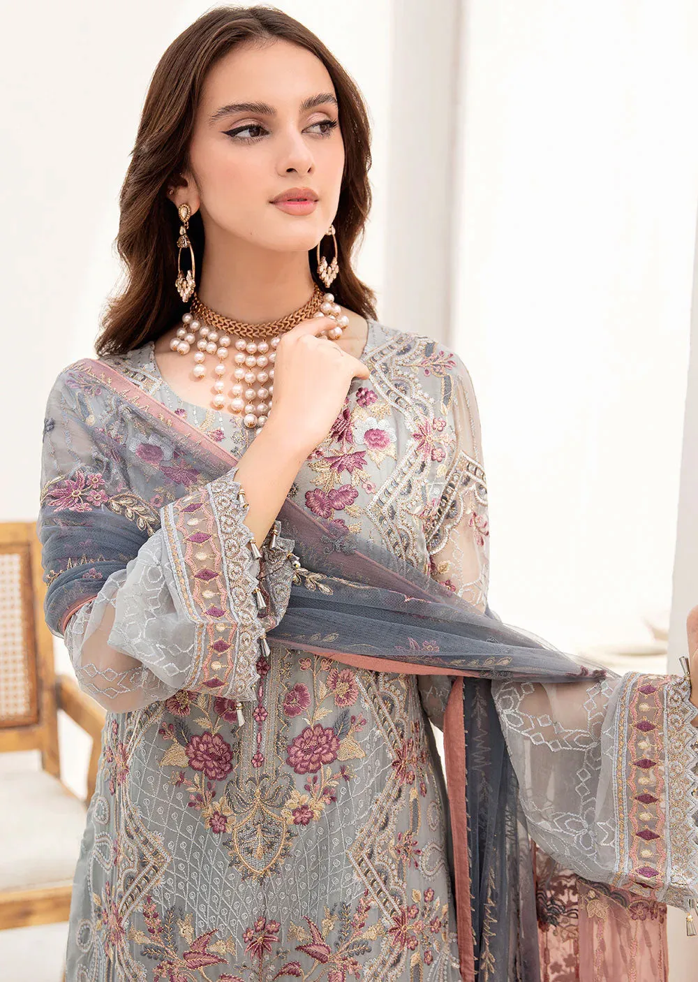 A-703-R - Readymade - Ramsha Chevron Chiffon Collection Vol 7