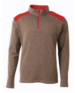 A4 NB4094 Tourney Fleece Quarter Zip - Heather Scarlet