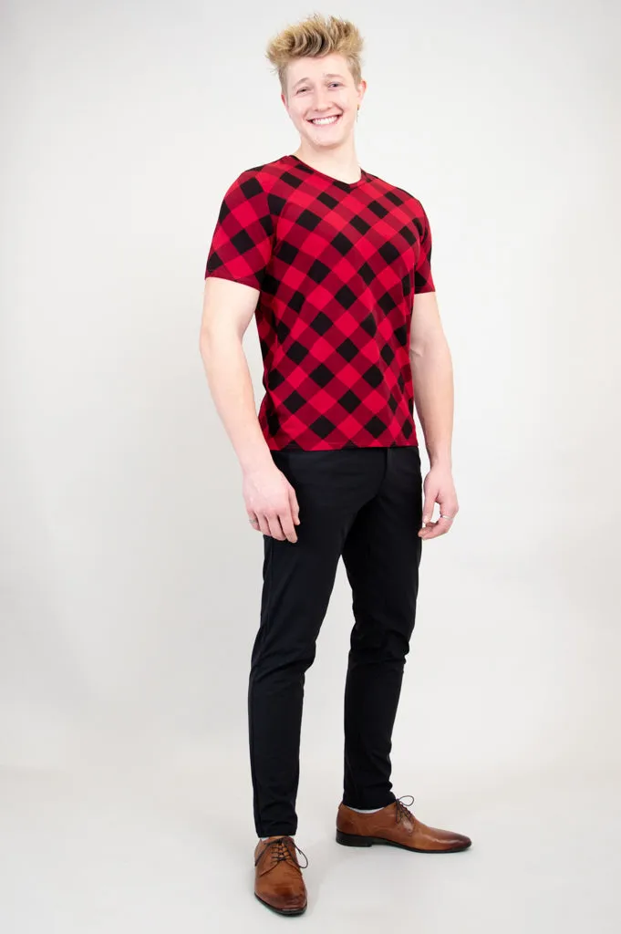 Adam Short Sleeve Shirt, Lipstick Plaid, Bamboo