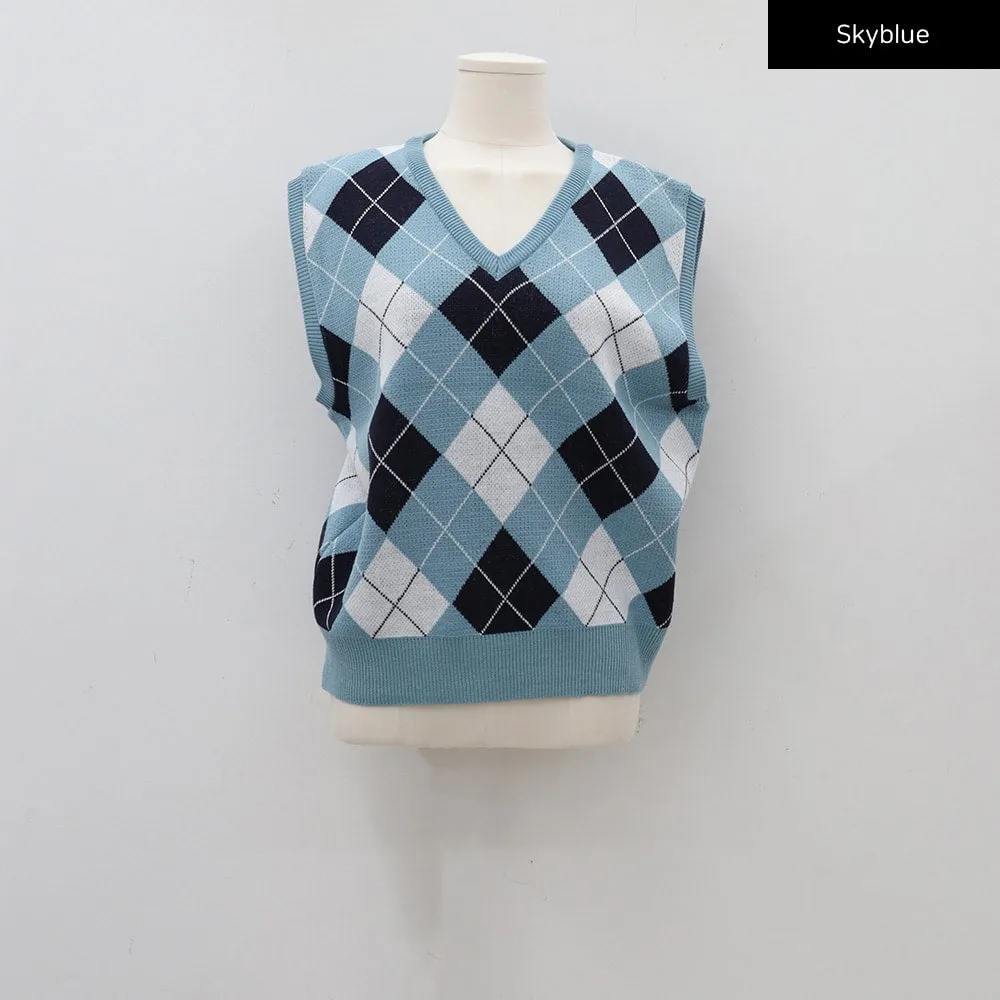 Argyle Pattern Vest C1703