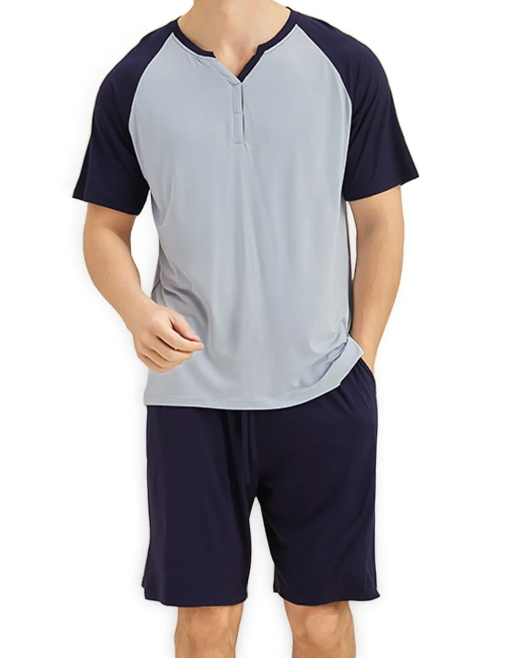 Bamboo Men Shorts Pyjamas - Pale Blue