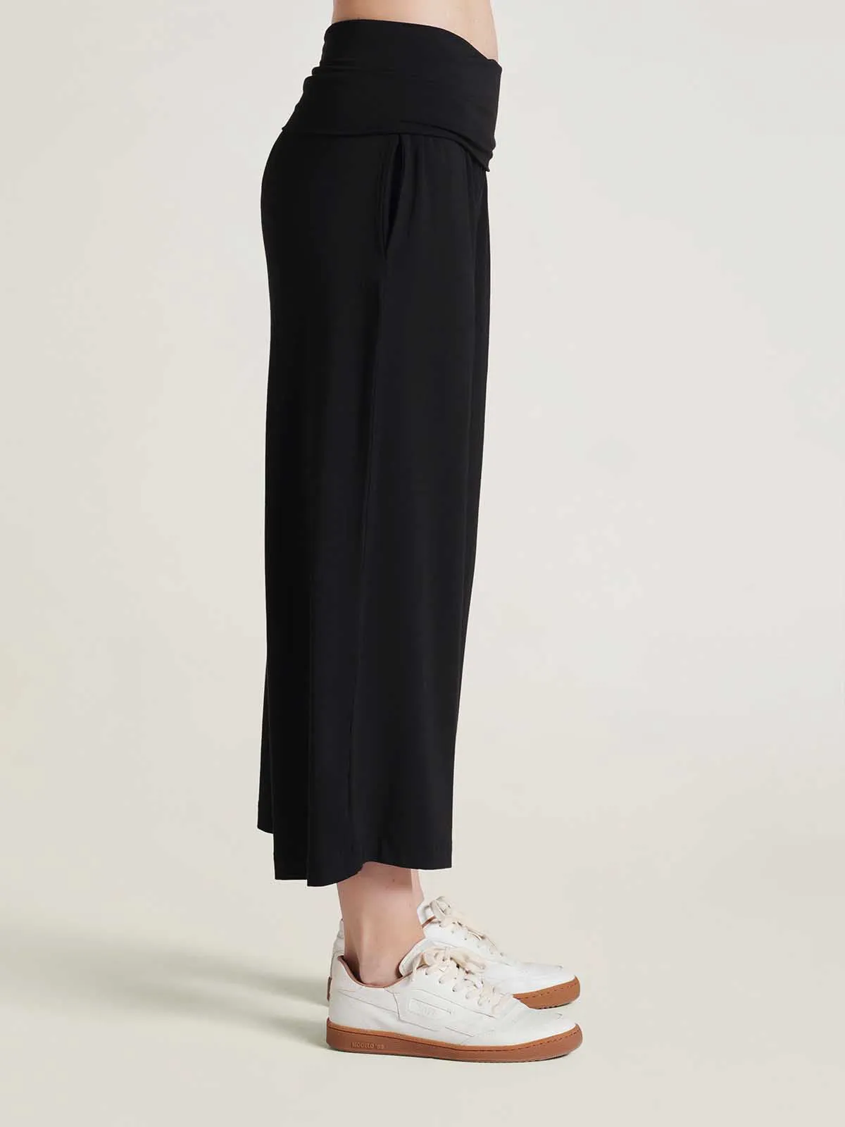 Bamboo Wide Leg Culottes - Black