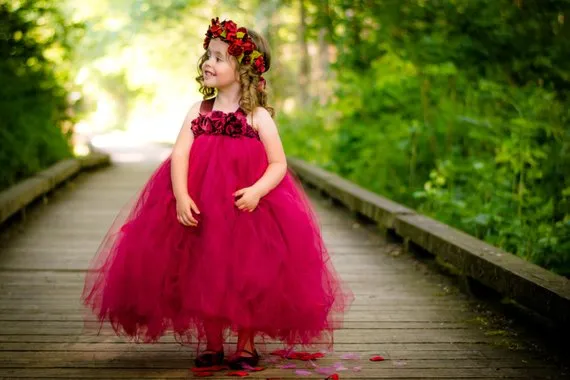 Beautiful Regular Straps Tulle Flower Girl Dresses With Flower Appliques, TYP1091