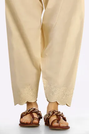 Beige Embroidered Trouser