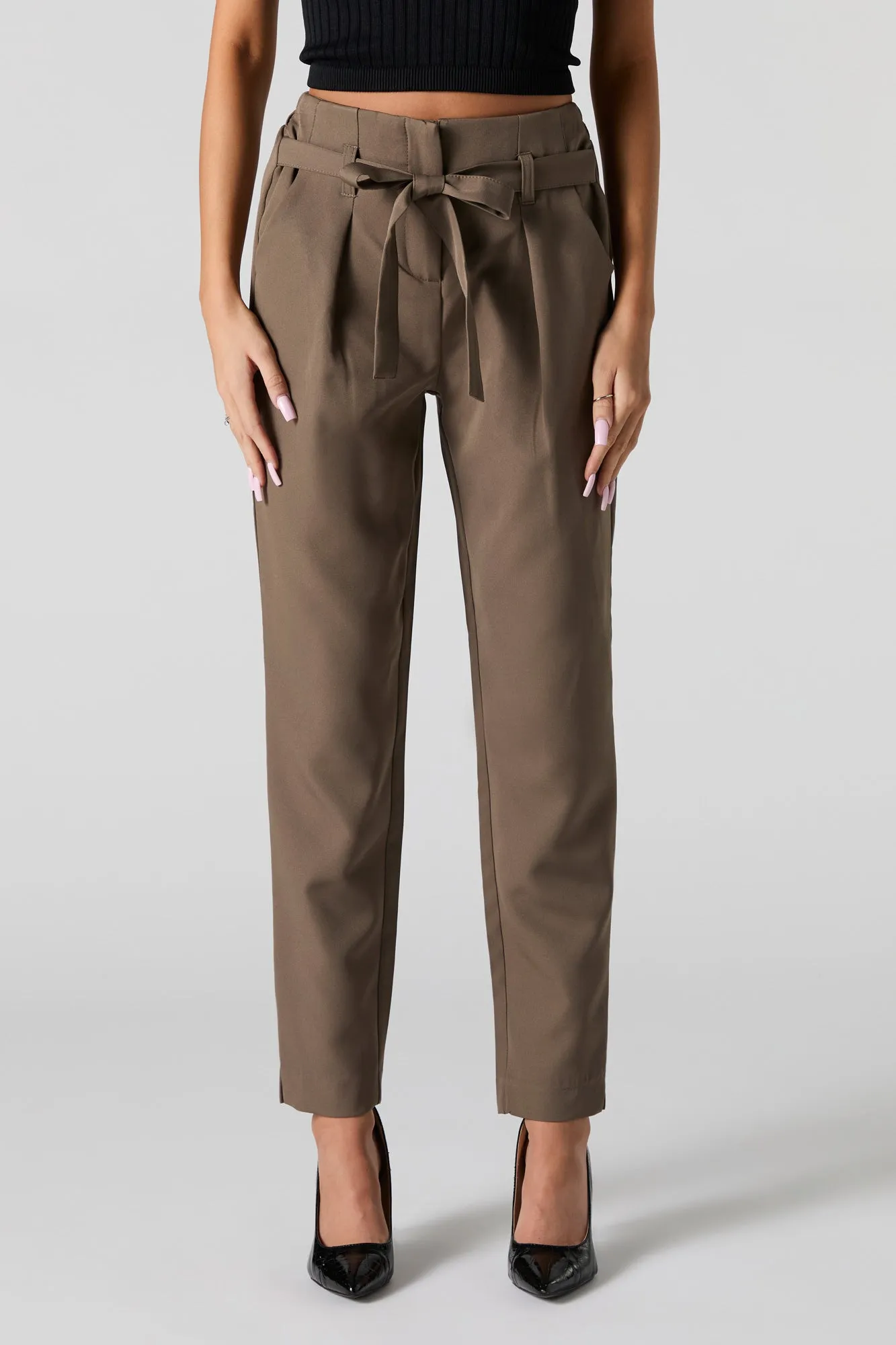 Belted Slim Dress Pant