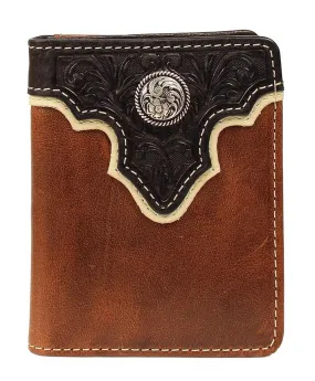 Bi-Fold Tooled Overlay Concho Wallet