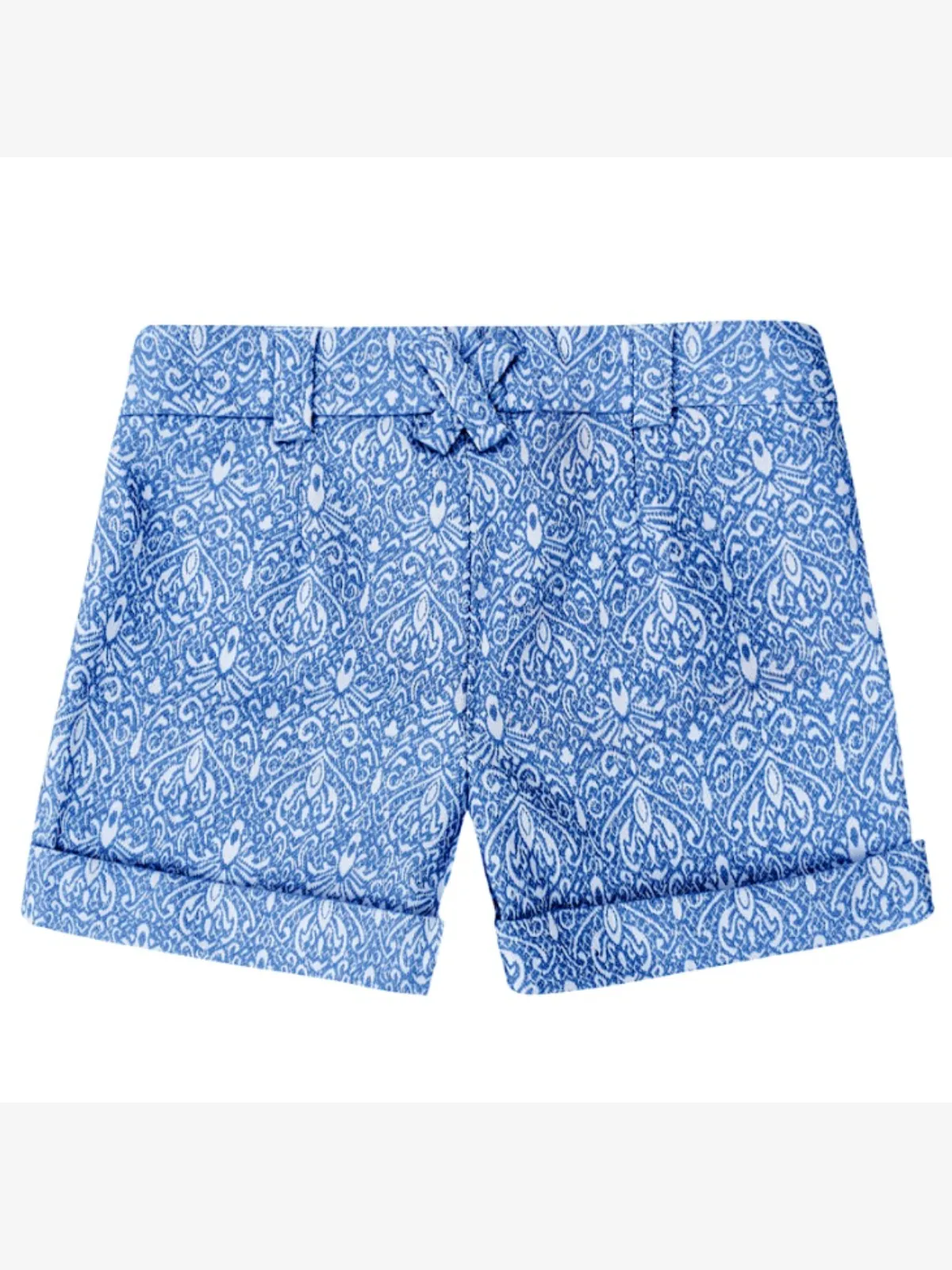 Blue Jacquard Pleated Shorts by Kids Couture