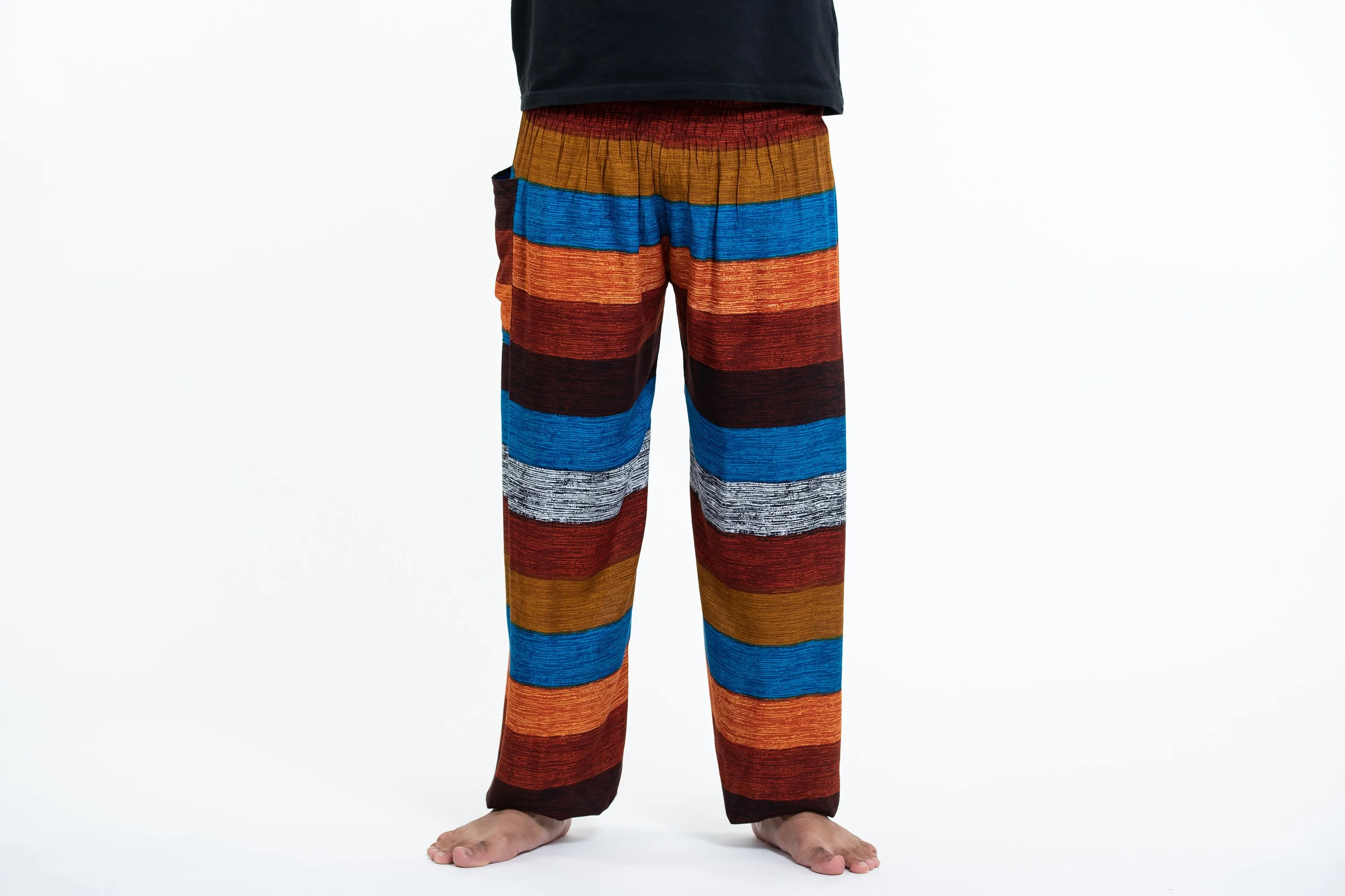 Boho Striped Men's Harem Pants in Rust