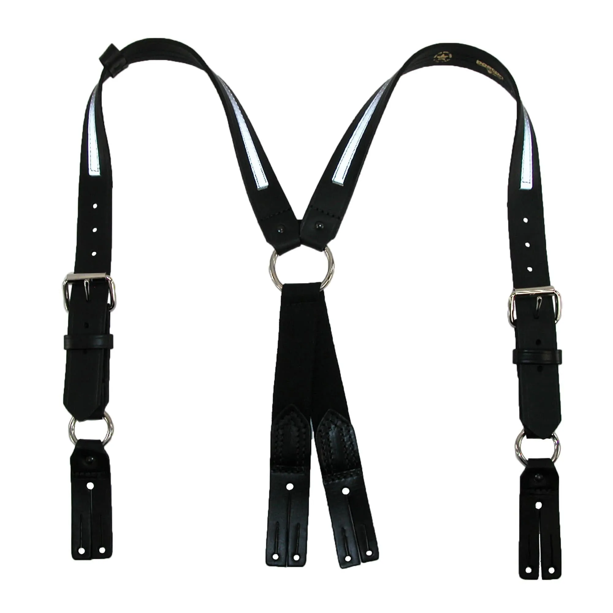 Boston Leather Leather Reflective Button End Fireman Work Suspenders