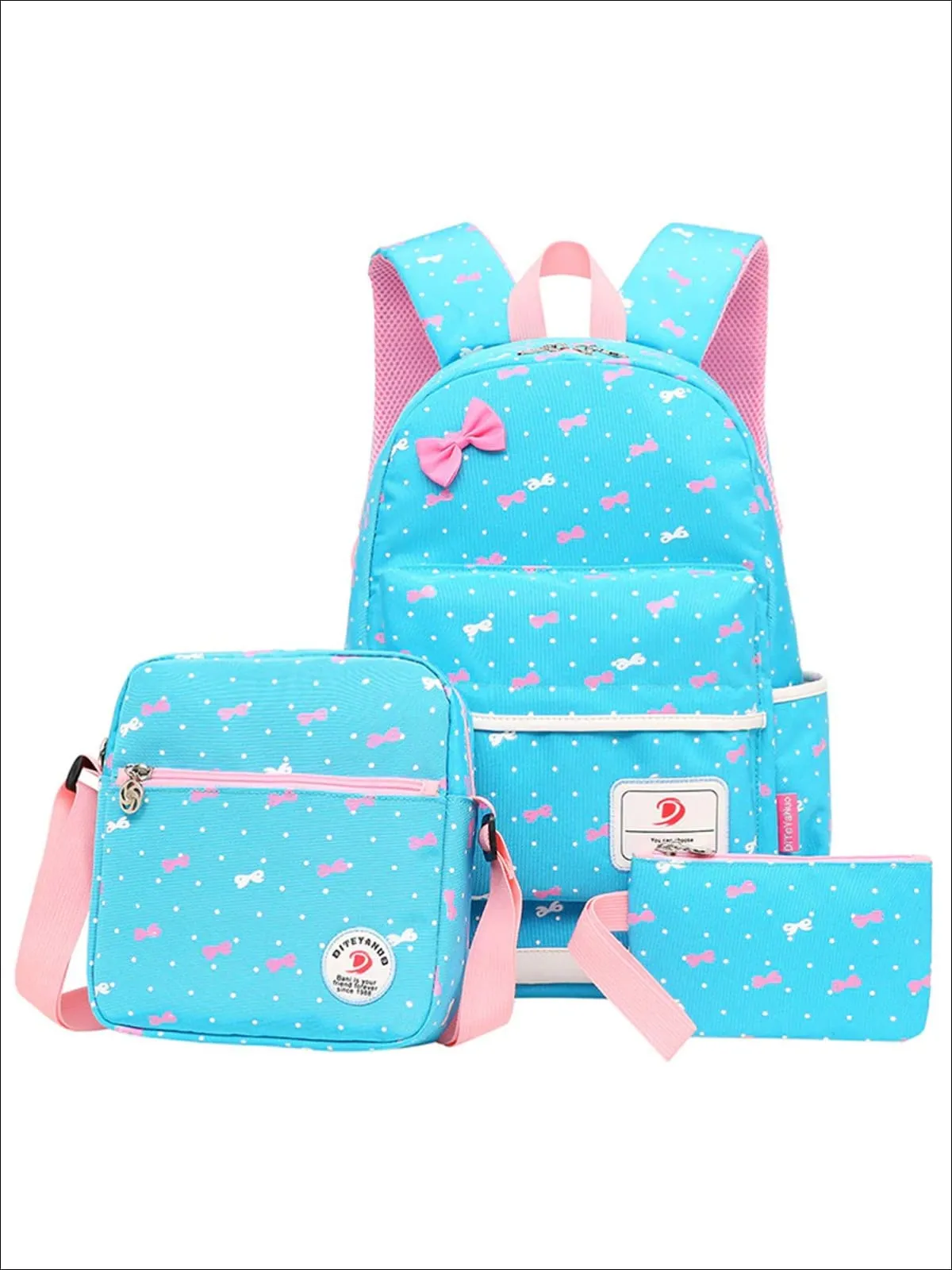 Bows and Dots 3pc Backpack Set