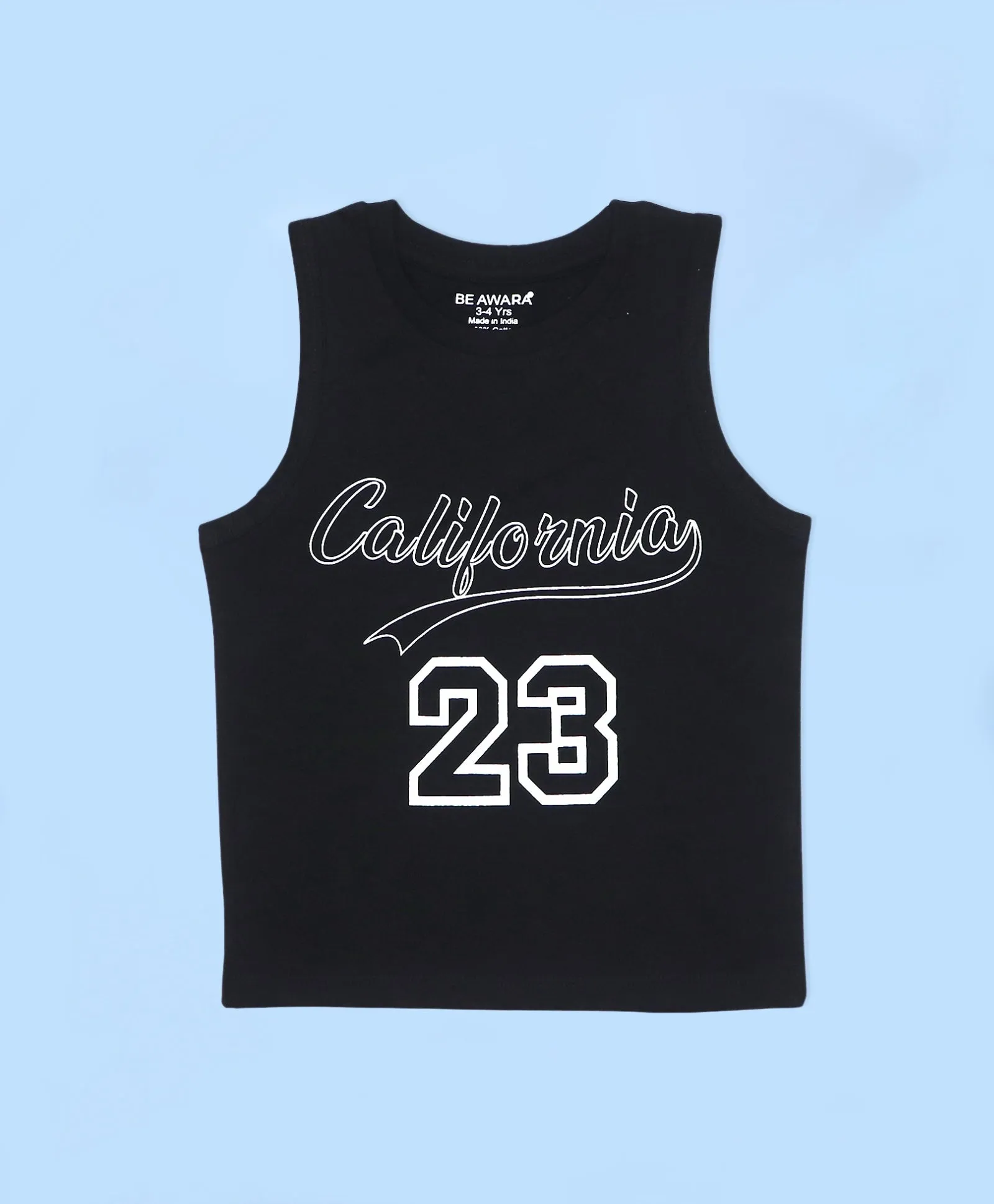 Boys California Print Trim Tank Top Jersey & Shorts Set