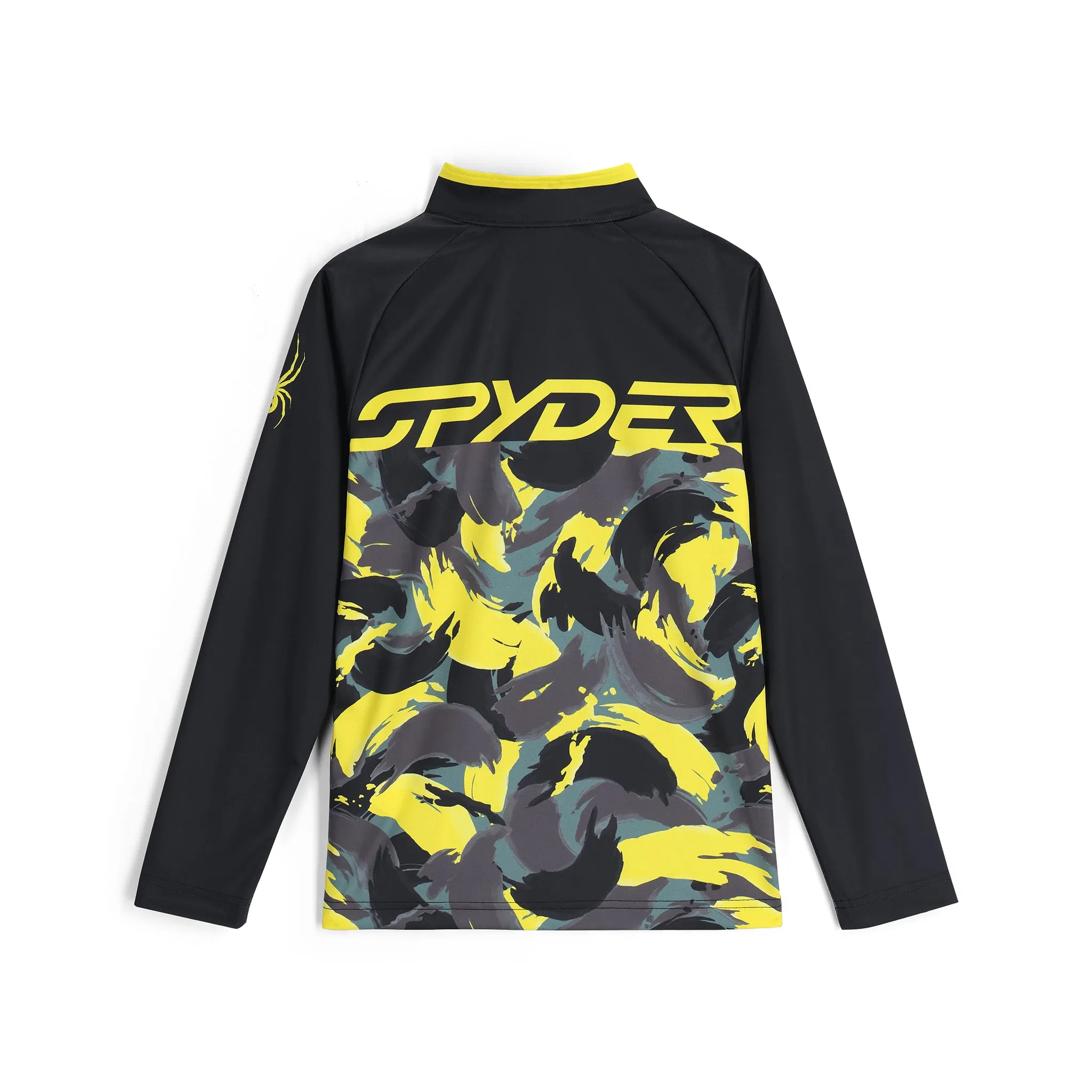 Boys Camo Half Zip - Acid Yellow