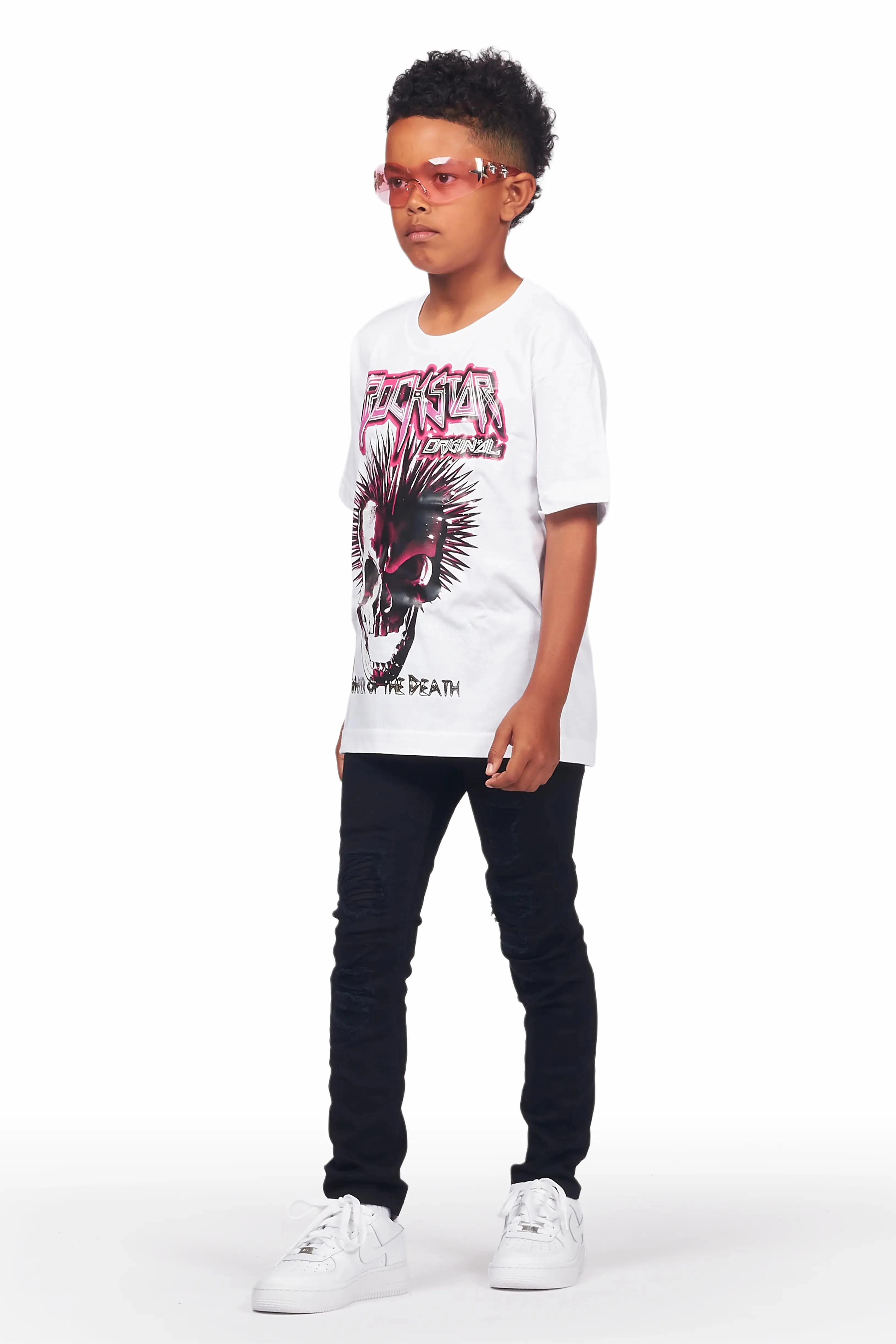 Boys Ganesh White T-Shirt Skinny Jean Set