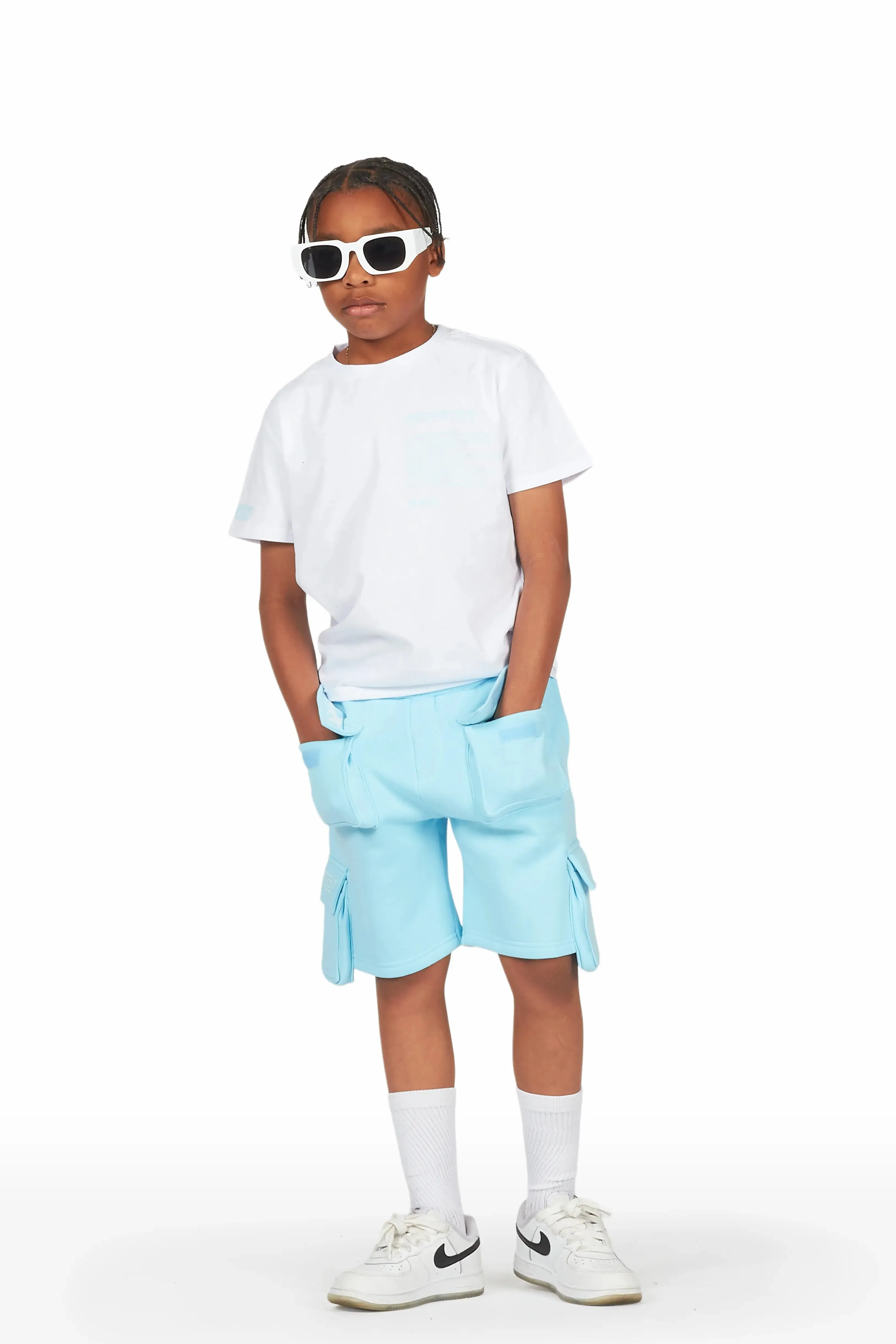 Boys Jash White/Blue Short Set