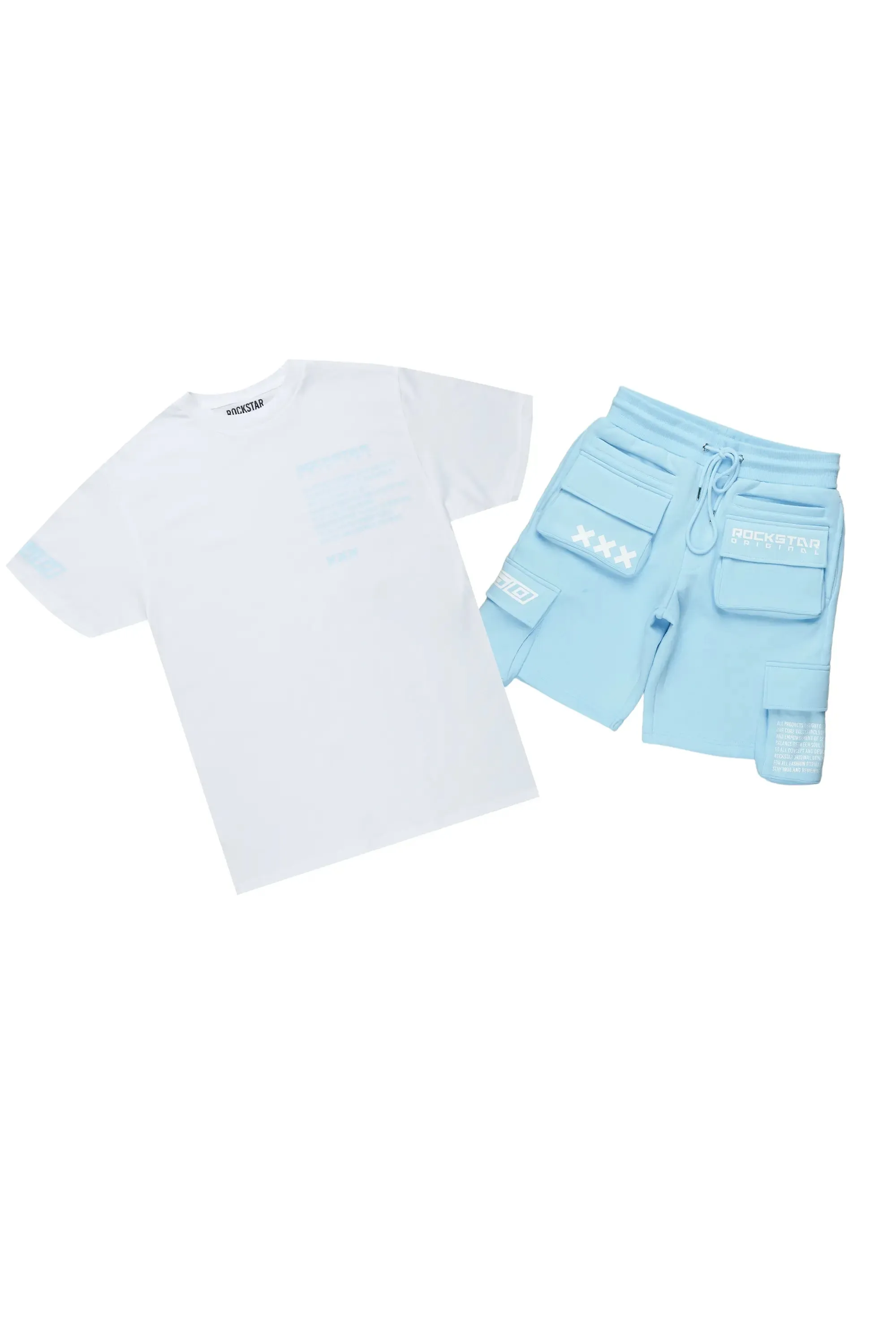 Boys Jash White/Blue Short Set