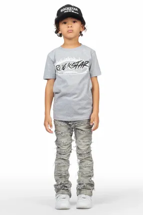 Boys Ochoa Grey T-Shirt/Skinny Stack Flare Jean Set