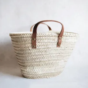 Classic Woven Palm Leaf Market Shopper