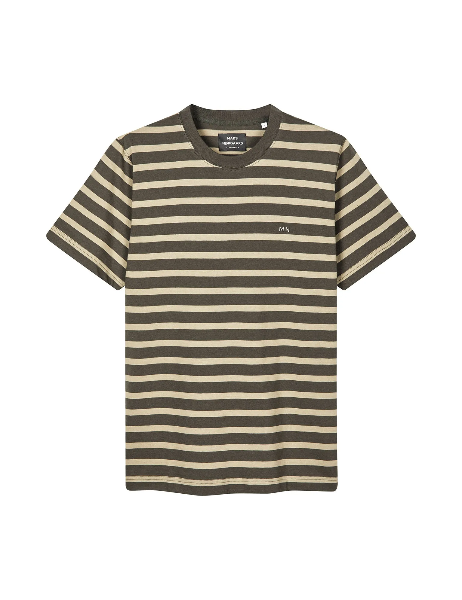 Cotton Jersey Stripe Frode Tee, Silver Sage/Beluga