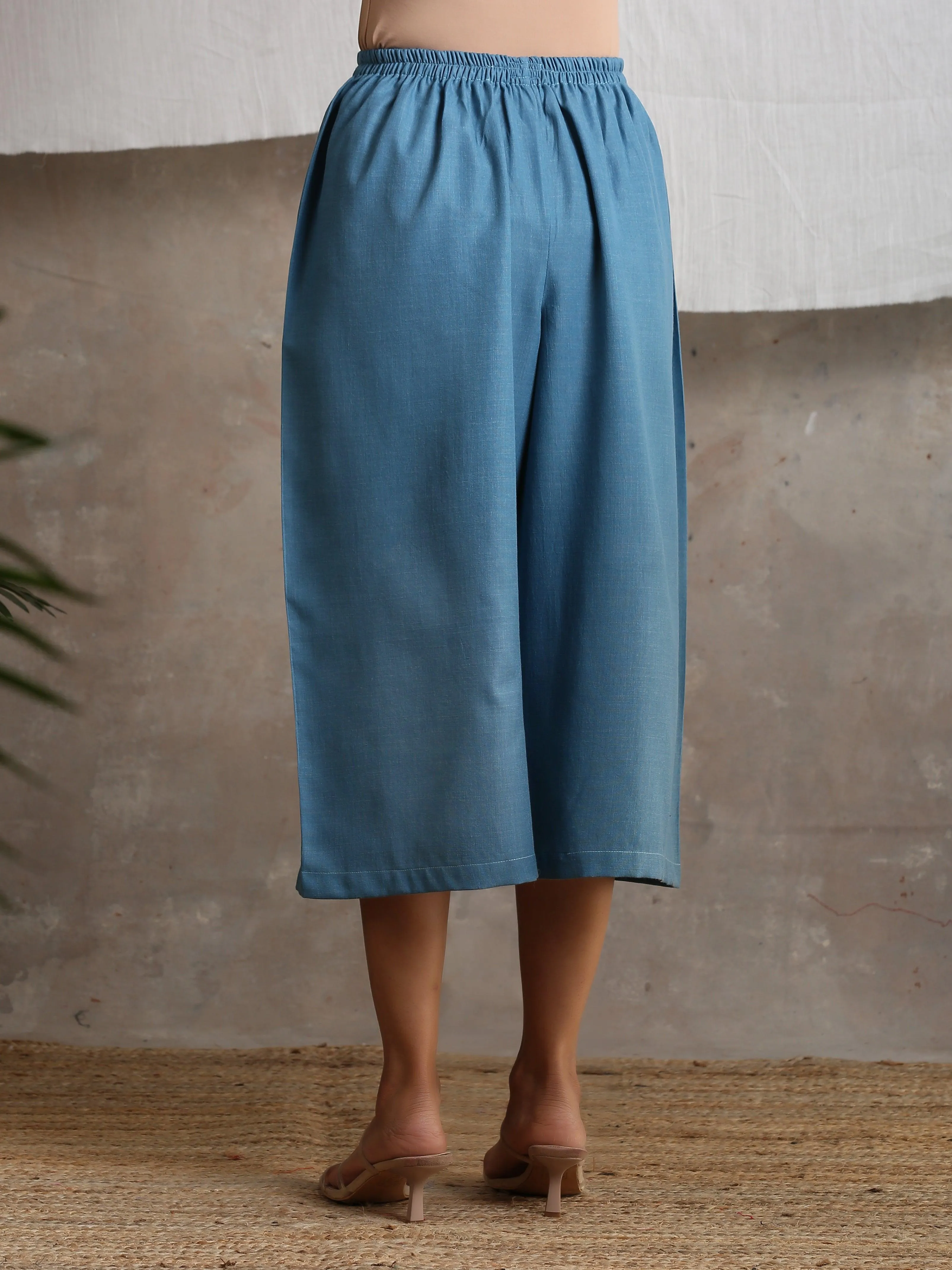 Cotton Linen Steel blue Palazzo