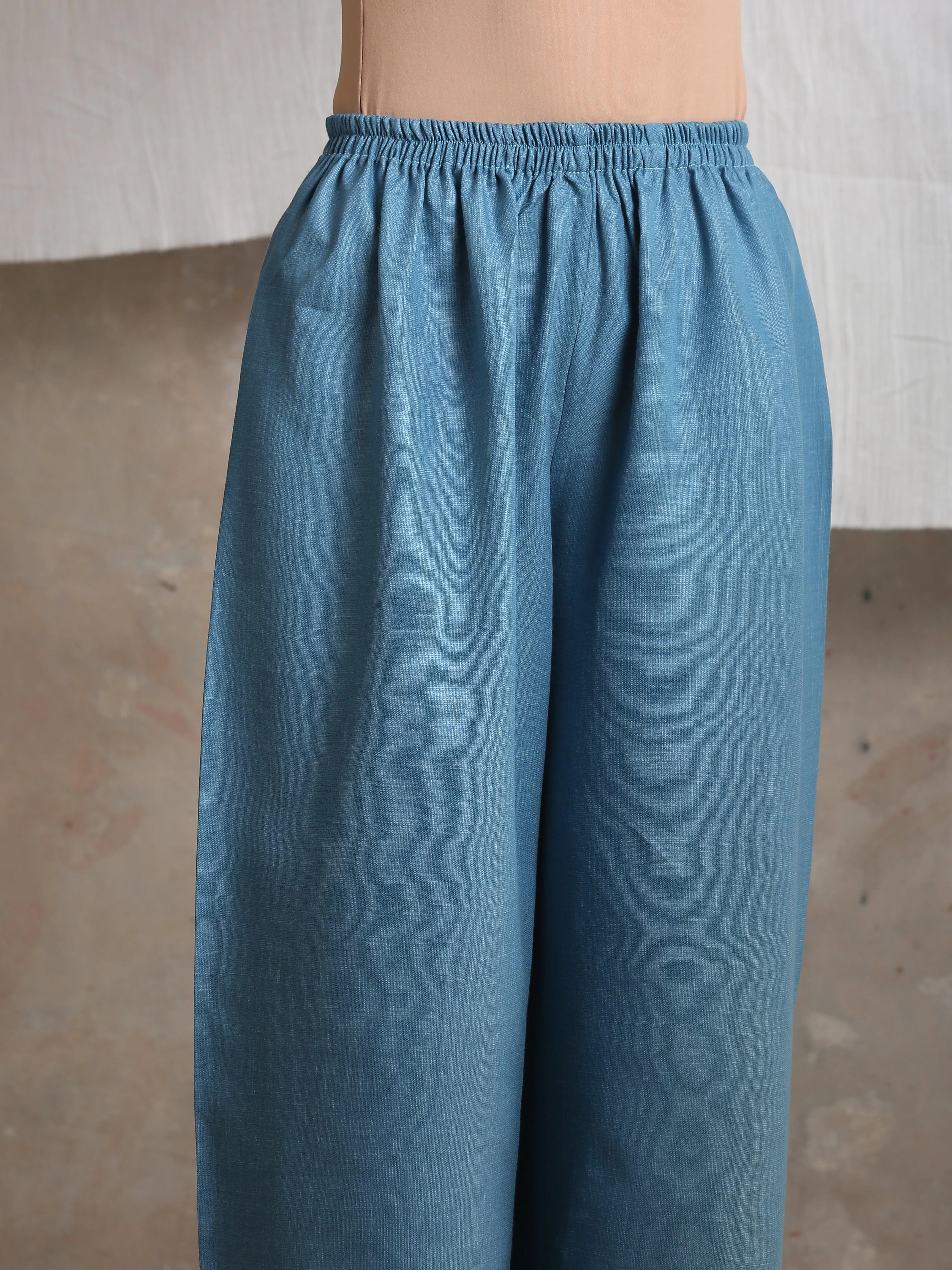 Cotton Linen Steel blue Palazzo