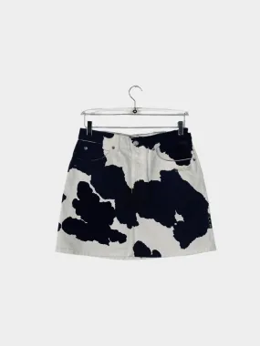 Cow Pattern Denim Skirt