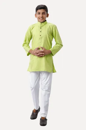 Exotic - Light Green Kurta and Pyjama 2 In 1 Set For Kids | Uathayam