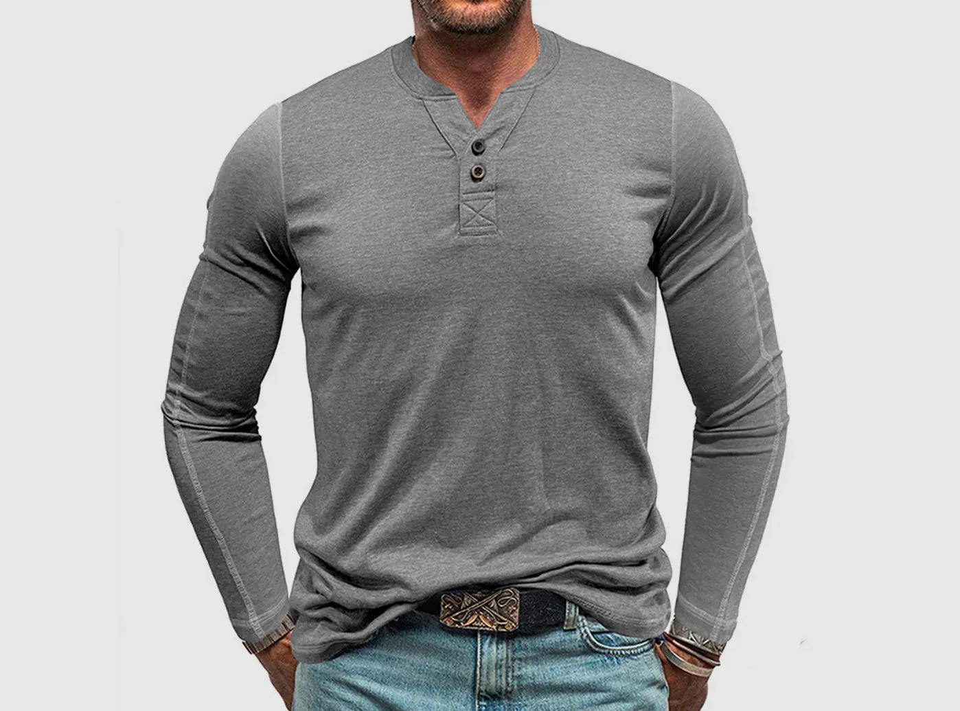 FitVille Men's Crew Neck Long-Sleeve Shirt