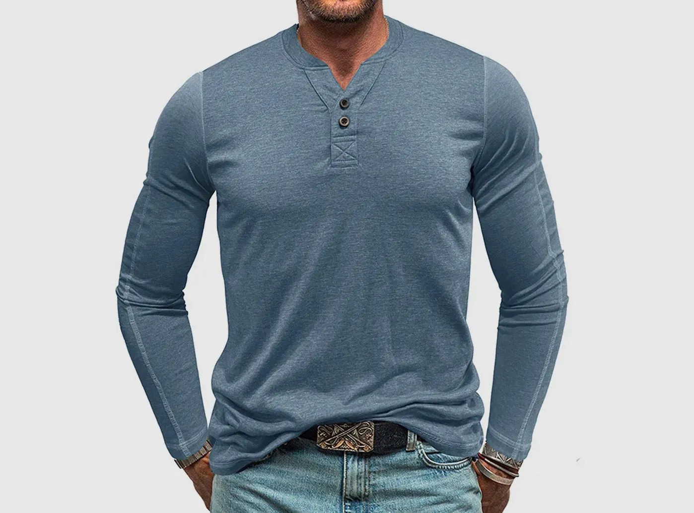 FitVille Men's Crew Neck Long-Sleeve Shirt