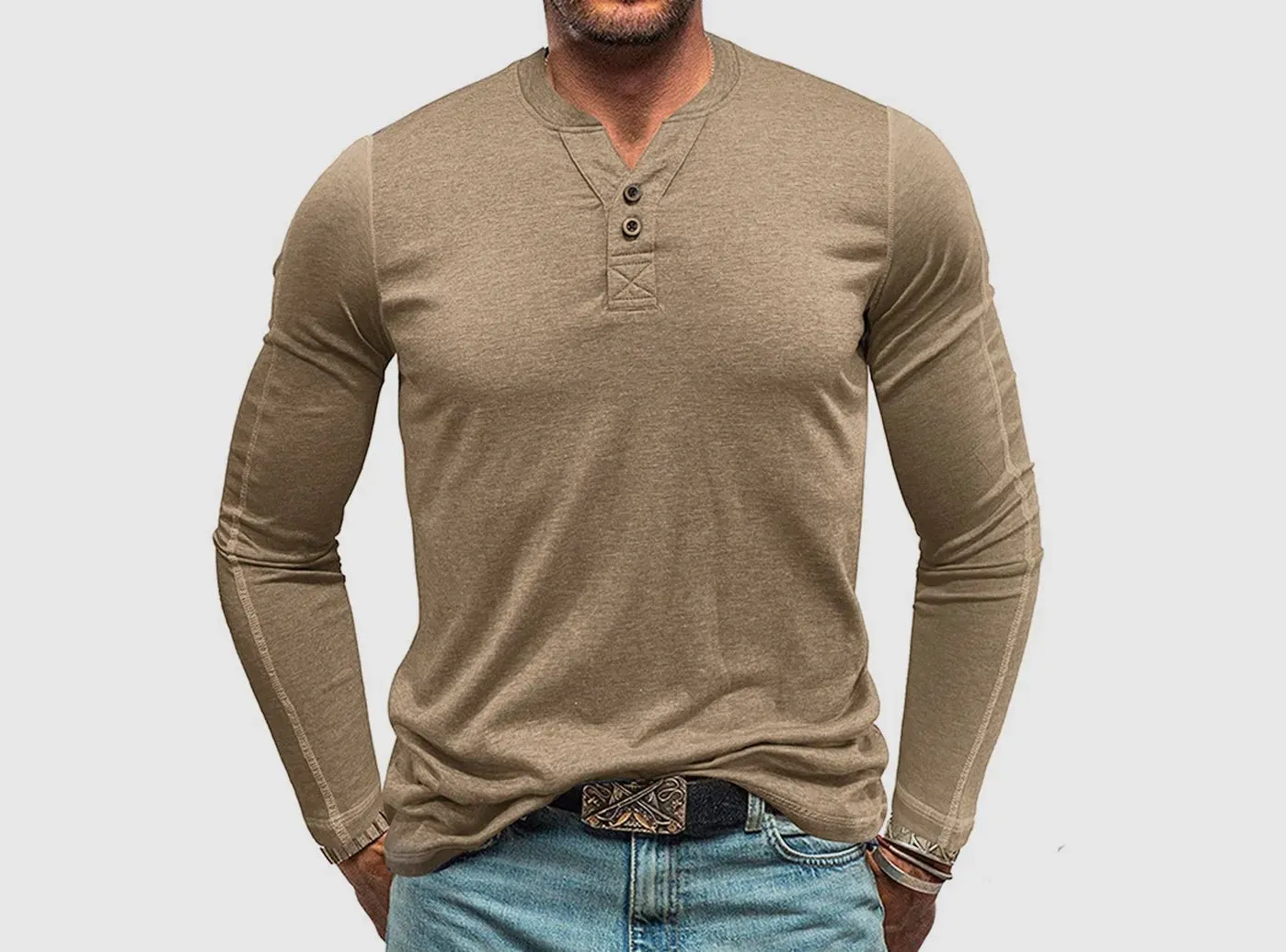 FitVille Men's Crew Neck Long-Sleeve Shirt