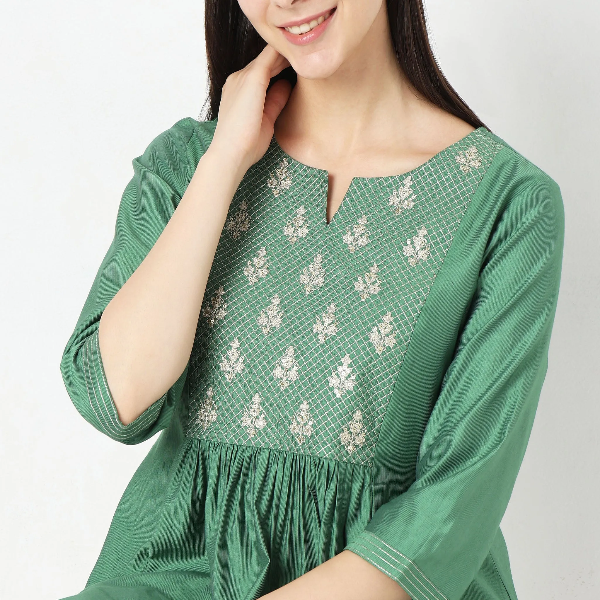 Flare Fit Embroidered Kurta