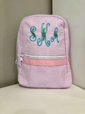 Floral Monogram Seersucker Backpack