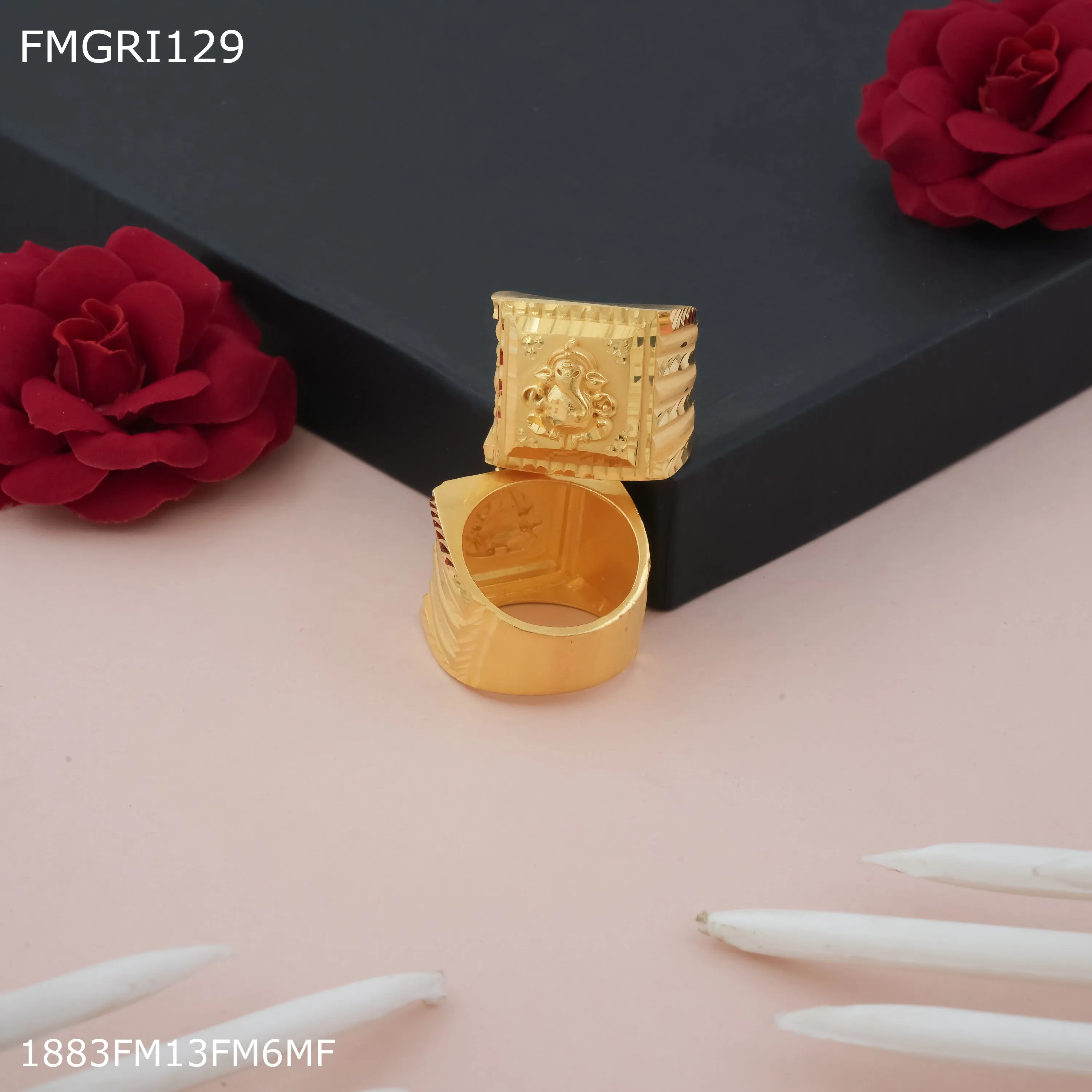 Freeme 1gm Ganpati plated ring for men - FMGRI129