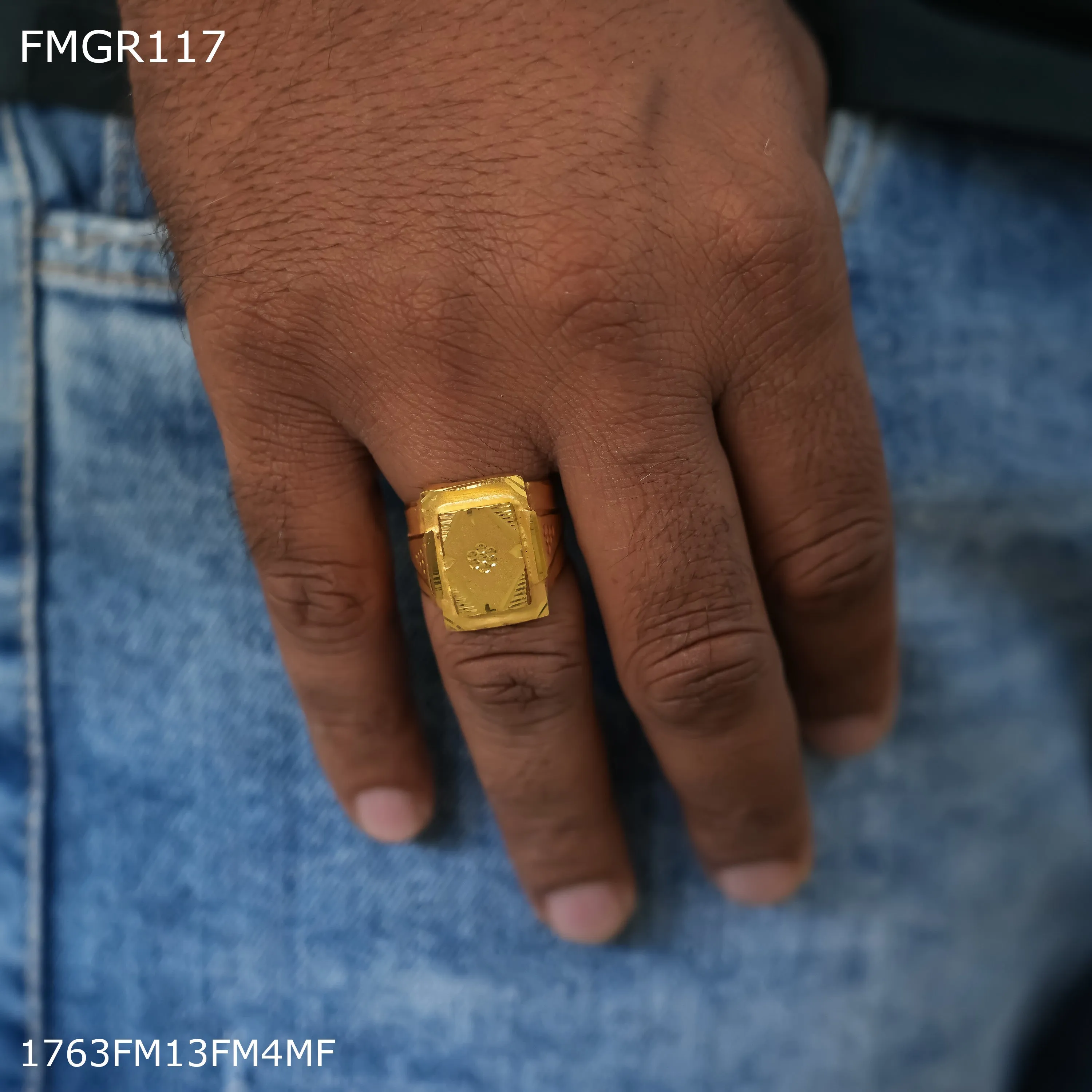 Freeme 1gm long square gold plated for men - FMRI117