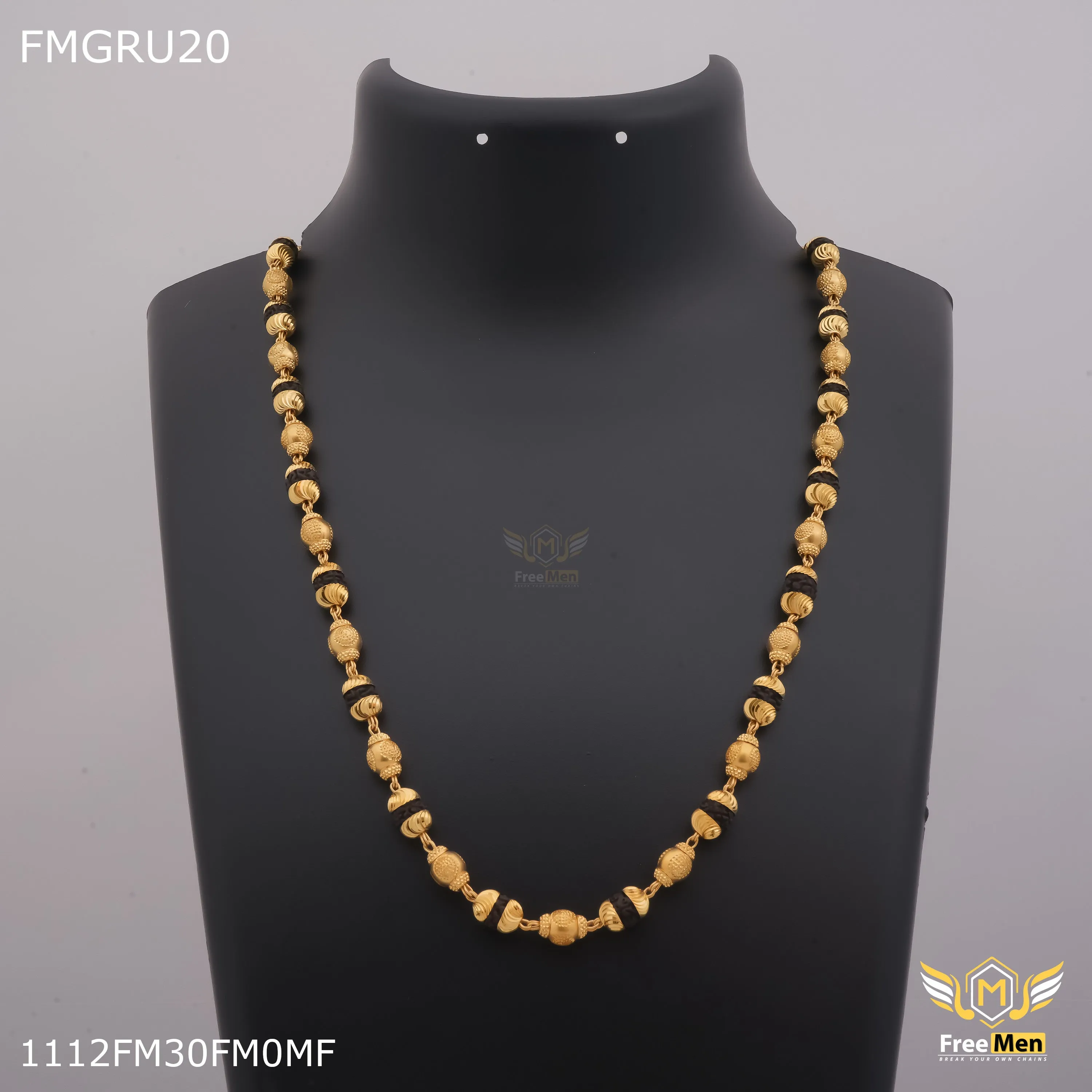 Freemen Designer ball one by one rudraksh Mala for Man - FMGRU020