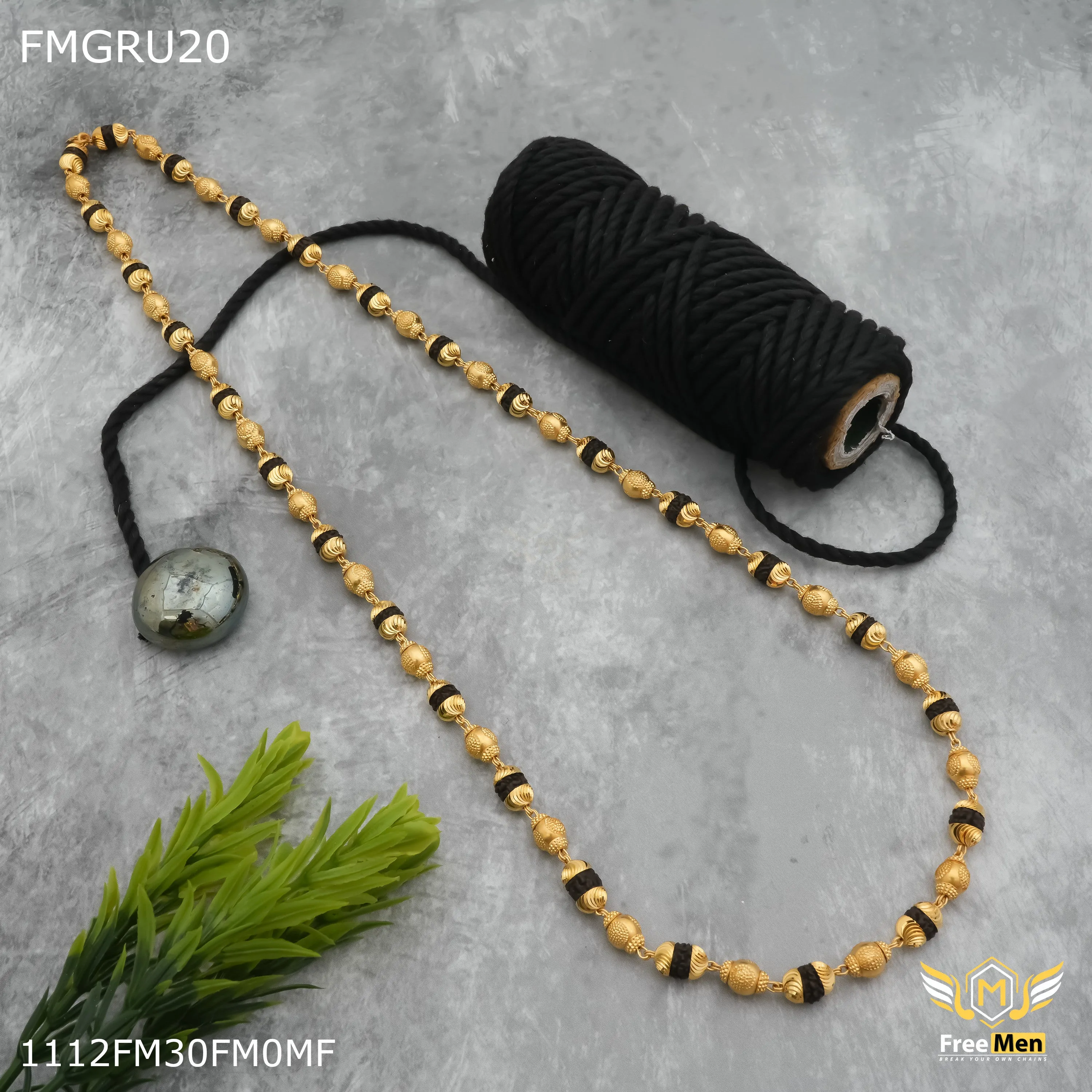 Freemen Designer ball one by one rudraksh Mala for Man - FMGRU020