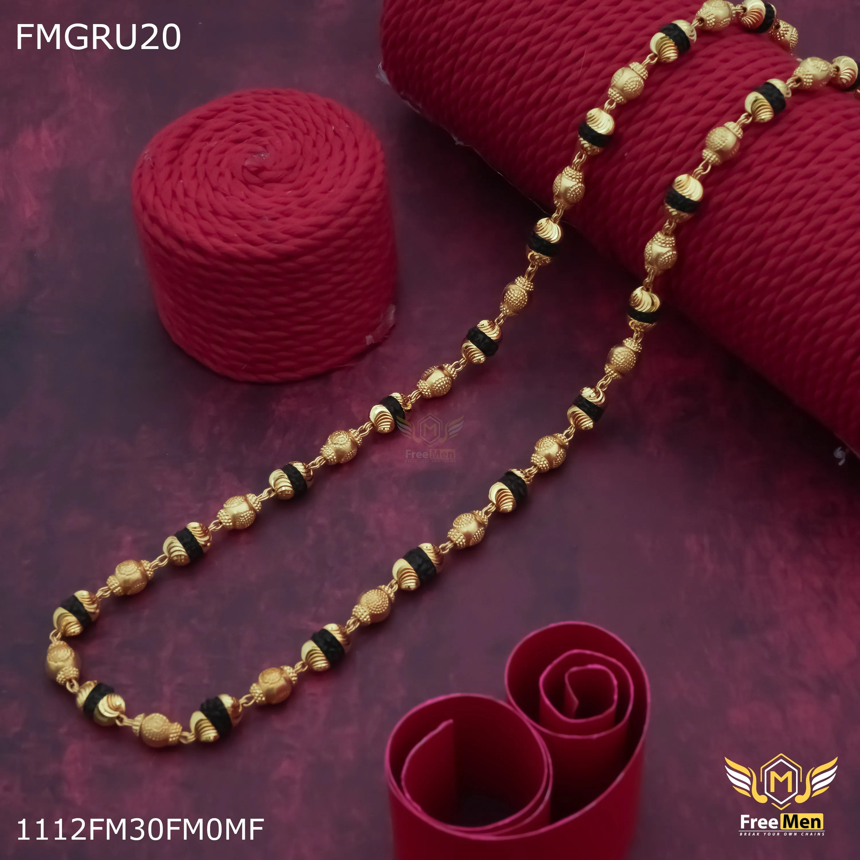 Freemen Designer ball one by one rudraksh Mala for Man - FMGRU020