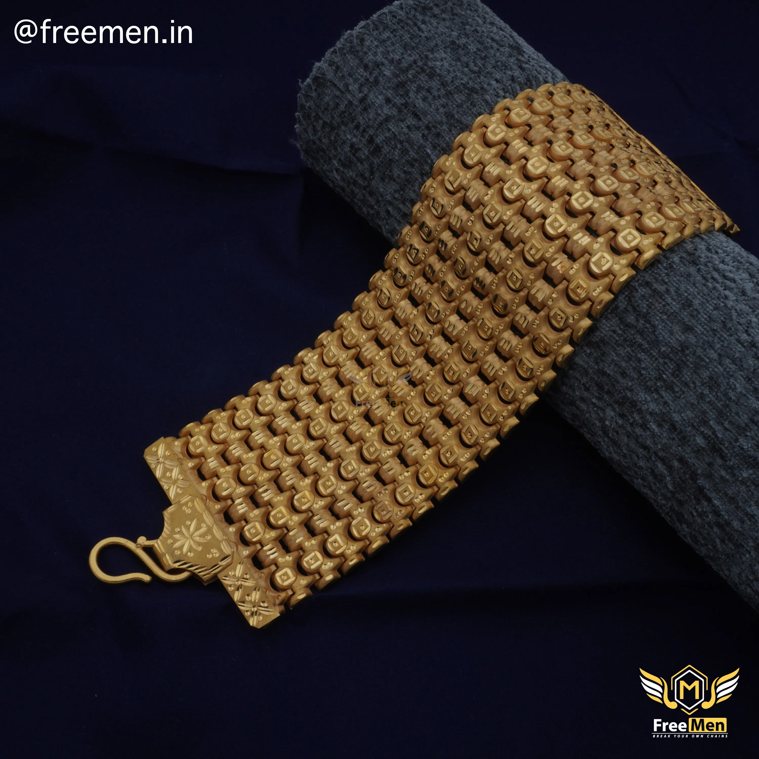 Freemen Four Line Gold Plated Heavy bracelet for Men  - FM116