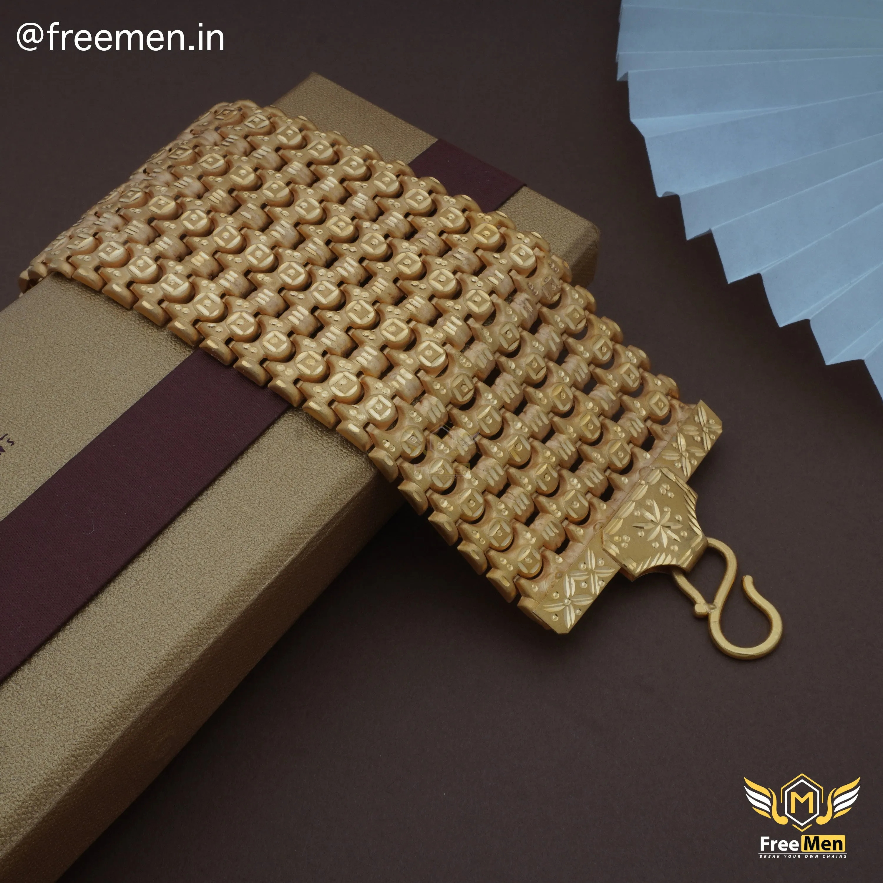 Freemen Four Line Gold Plated Heavy bracelet for Men  - FM116