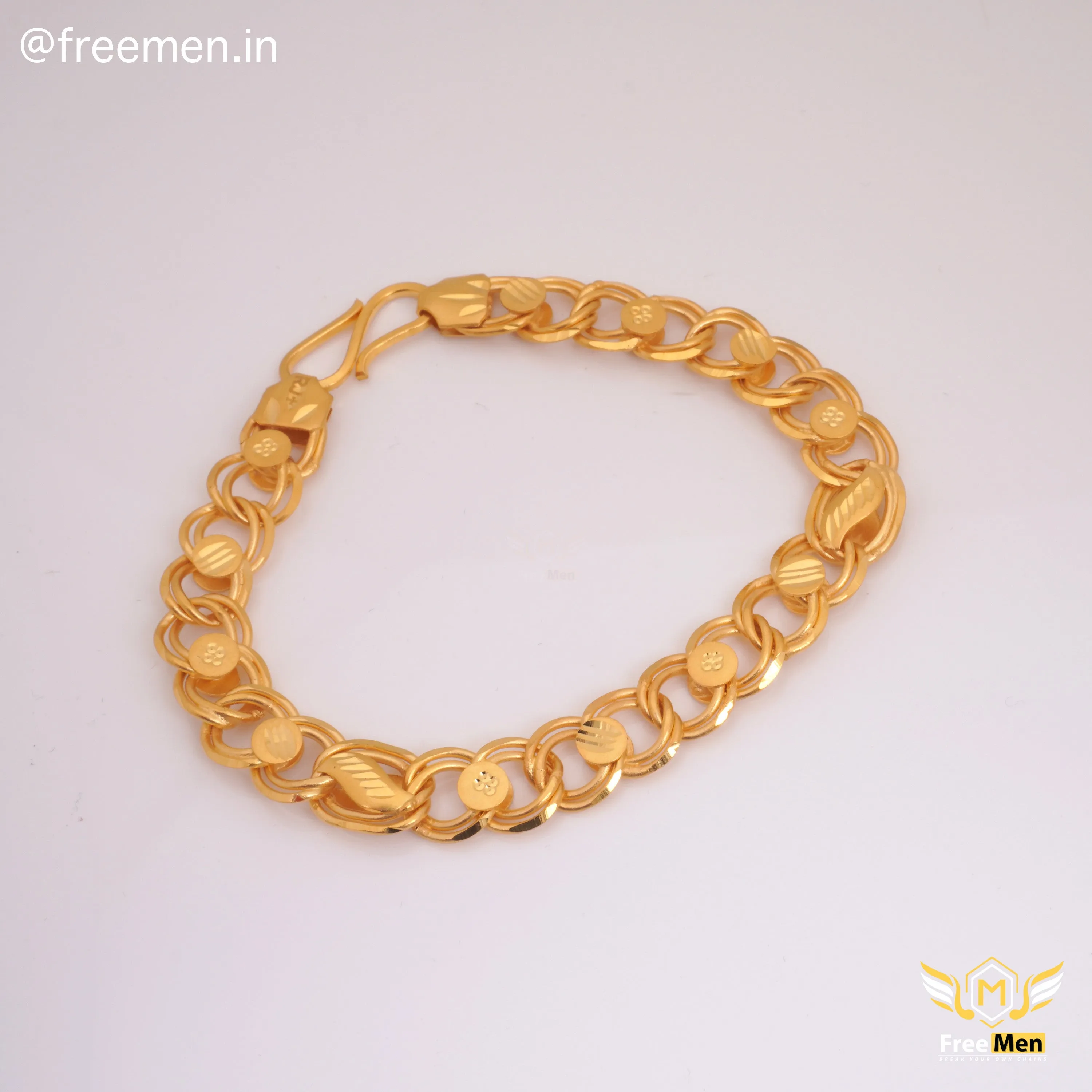 Freemen Gold Plated Nice Double Ring Leaf Bracelet  - FMG305